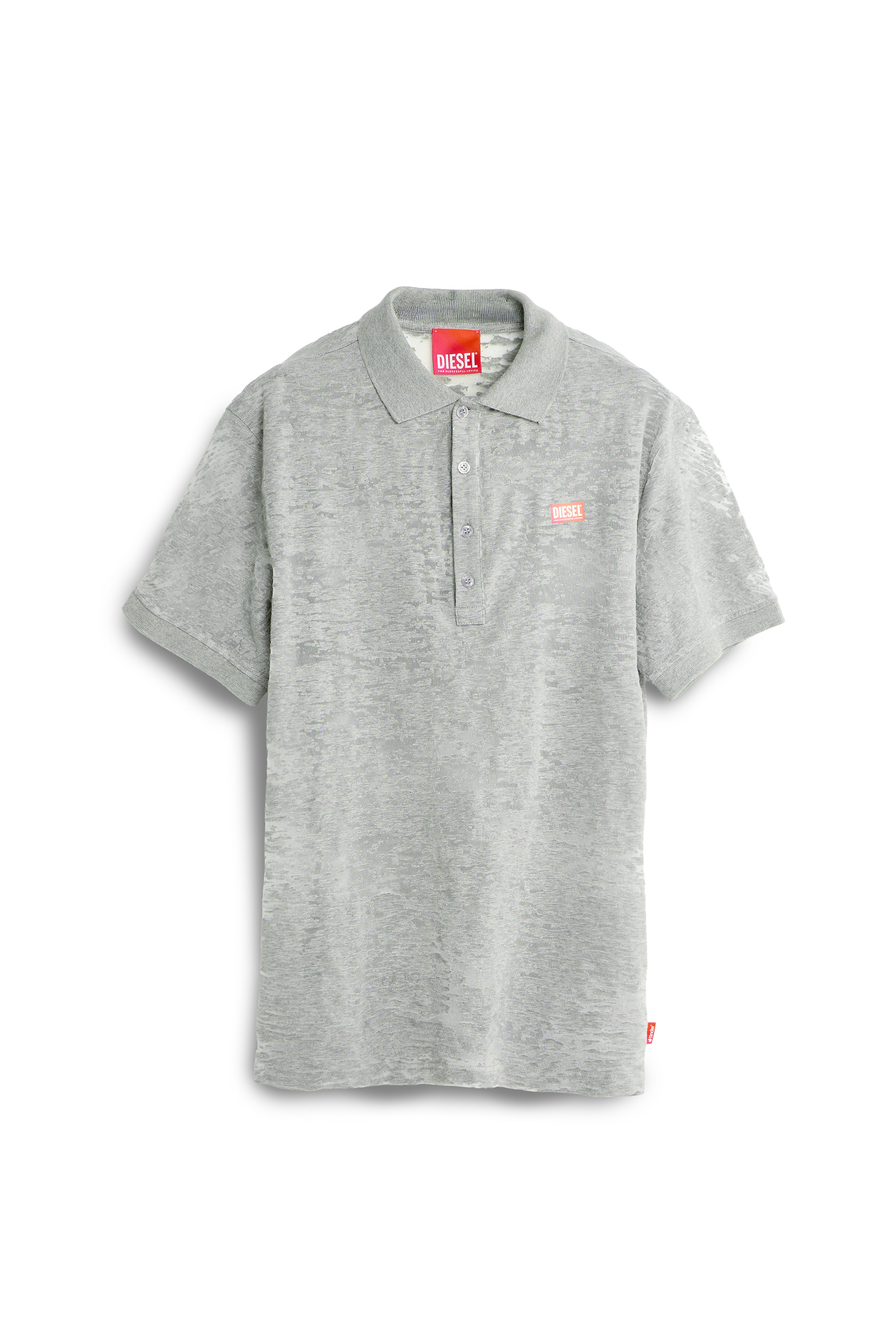 Diesel - PR-T-REJUST, Herren Poloshirt aus all-over devor&eacute;-Jersey in Hellgrau - 3