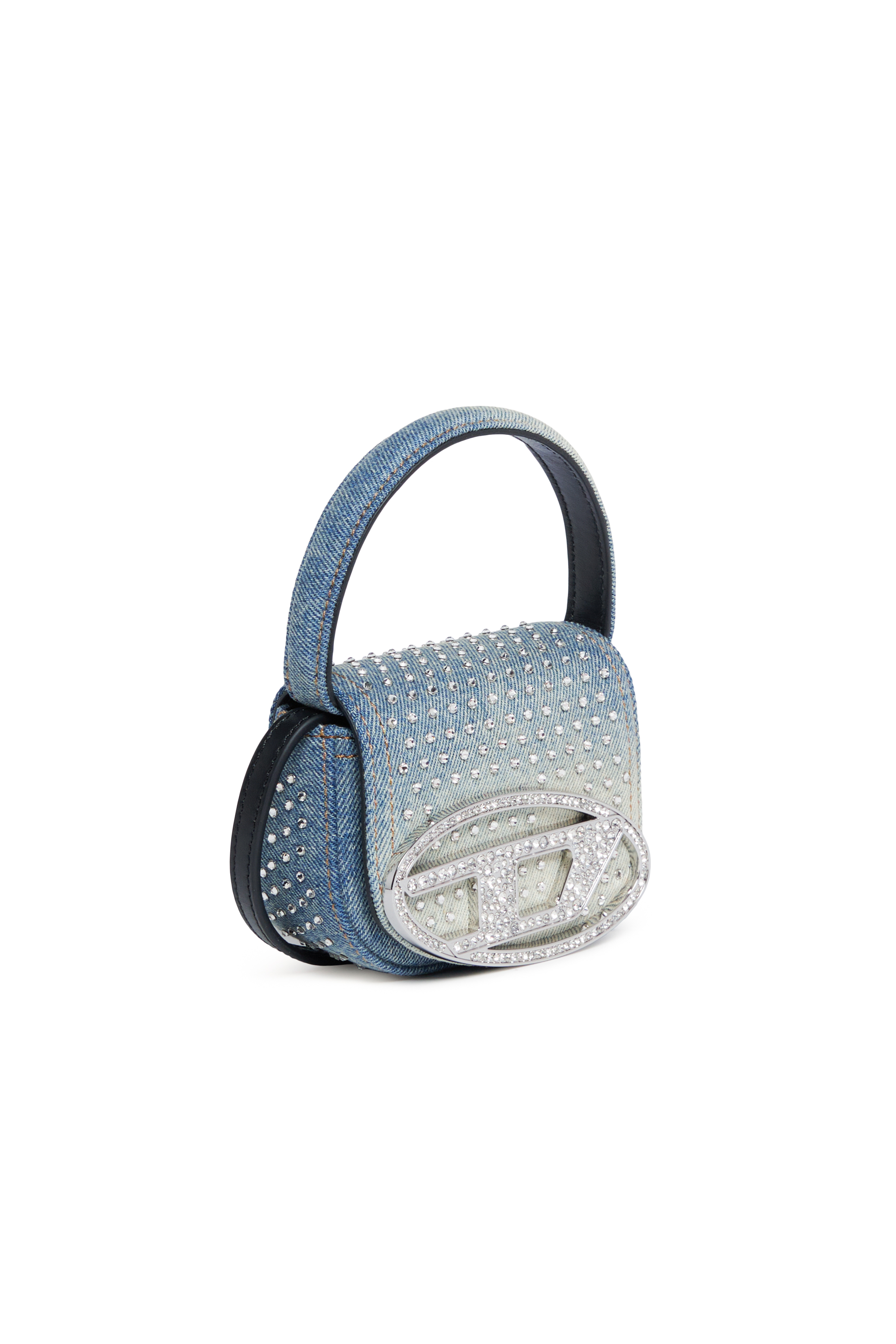 Diesel - 1DR XS, Damen Ikonische Mini-Tasche aus Denim mit Strass in Blau - 3
