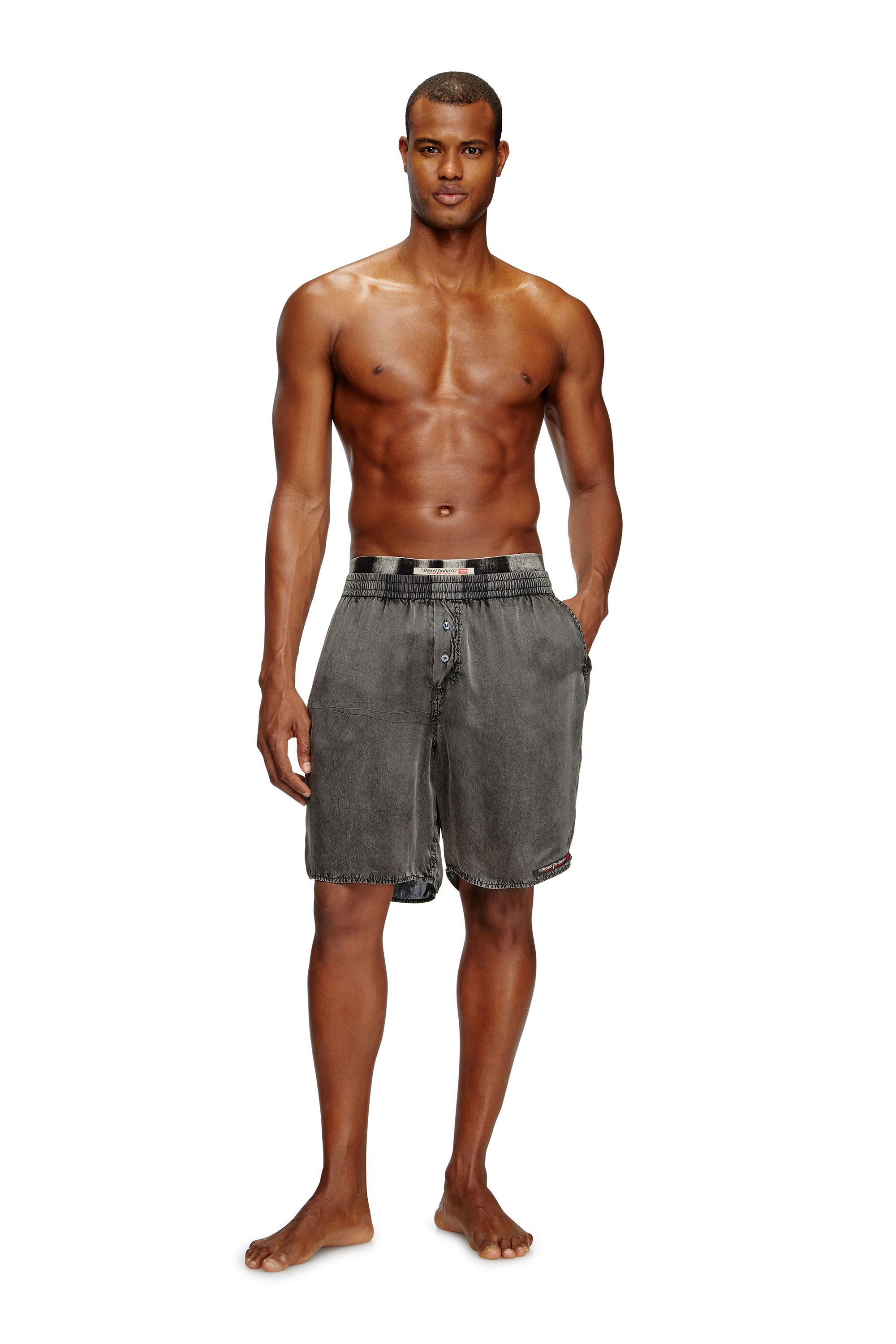 Diesel - SILVO-DNM, Herren Extra-lange Boxershorts mit Denim-Effekt in Dunkelgrau - 1