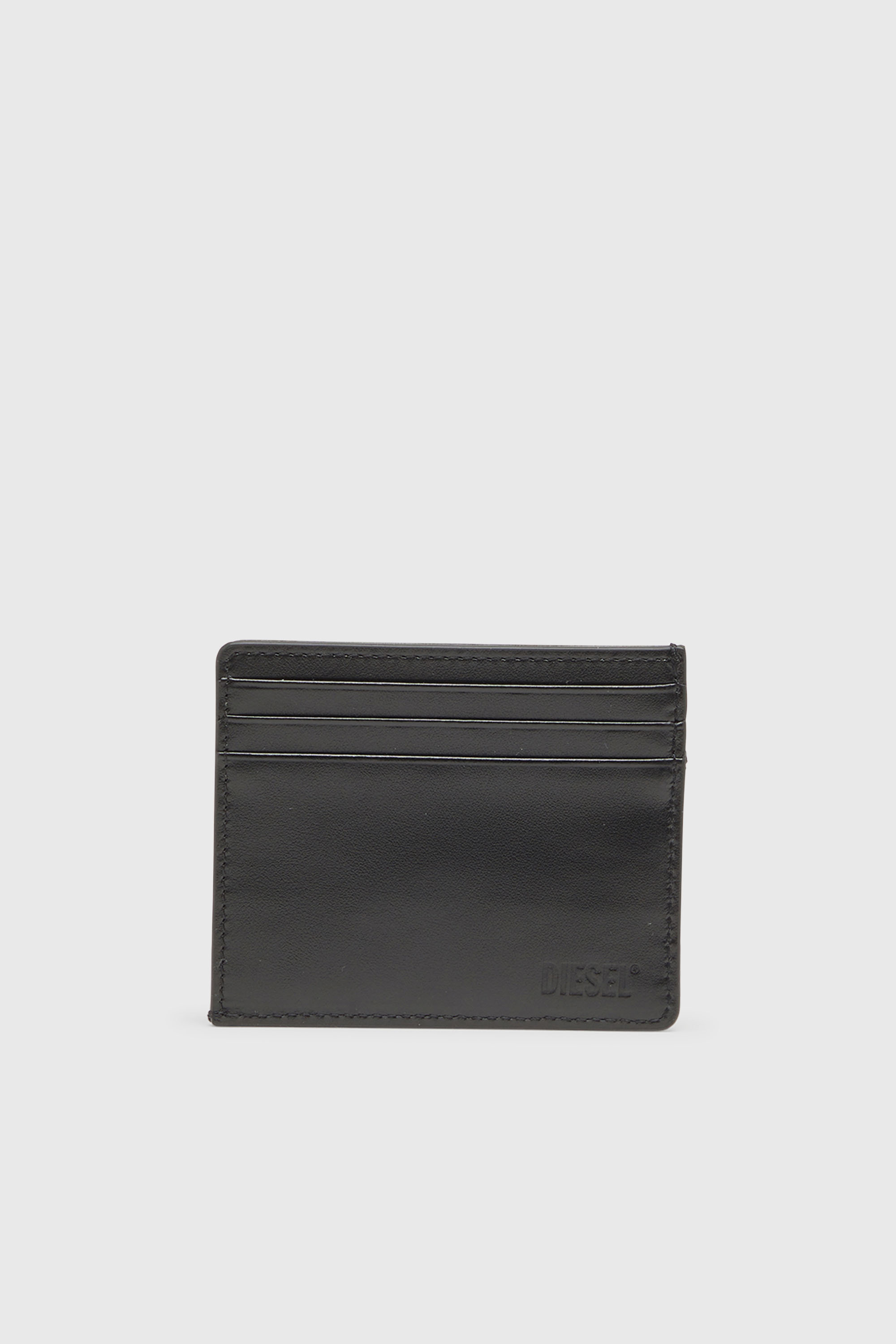 Diesel - 1DR CARD CASE, Unisex Kartenetui aus gewaschener Baumwolle und Leder in Dunkelgrau - 2