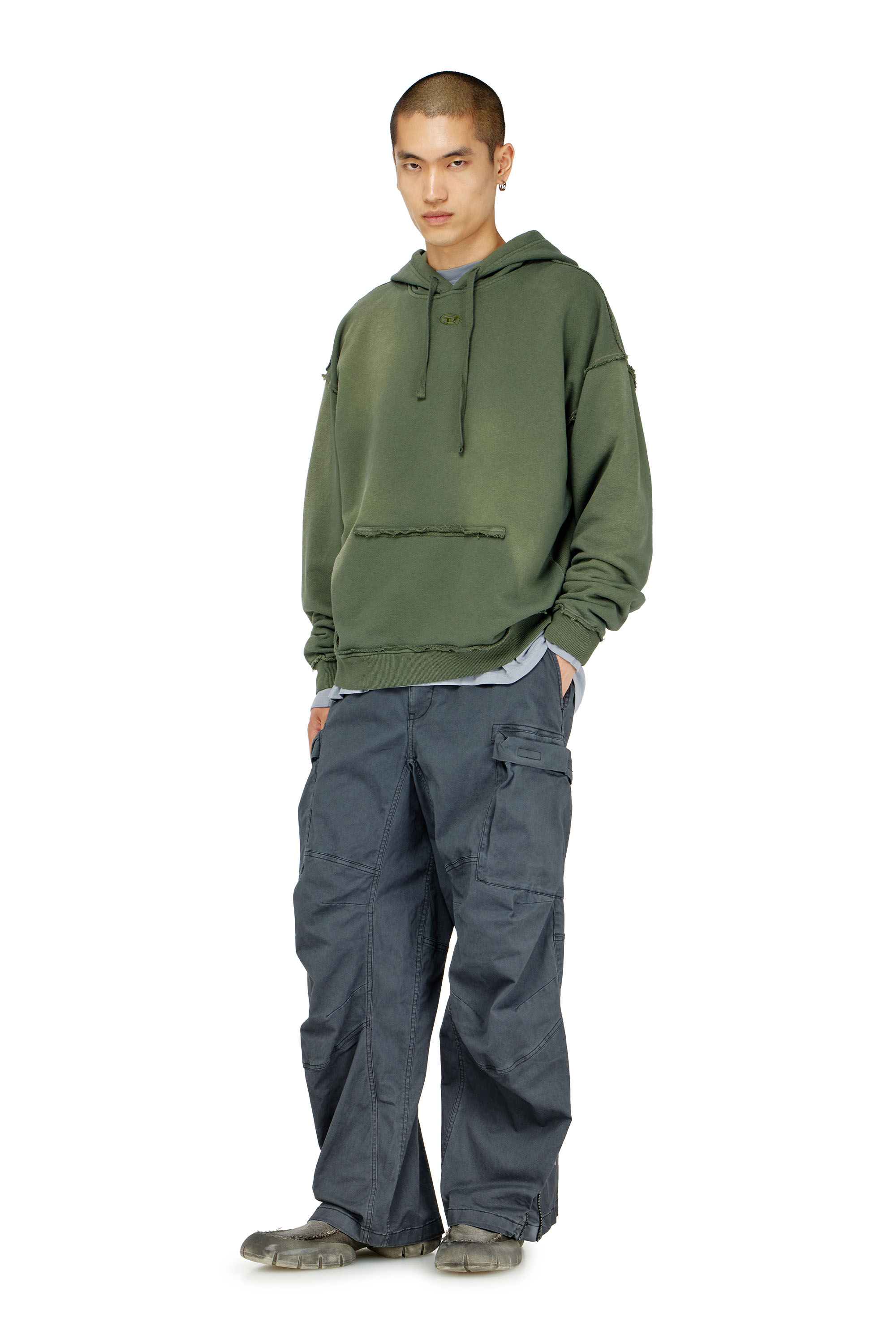 Diesel - S-POCK-HOOD, Herren Verblasster Baumwoll-Hoodie mit ausgefransten Details in null - 1