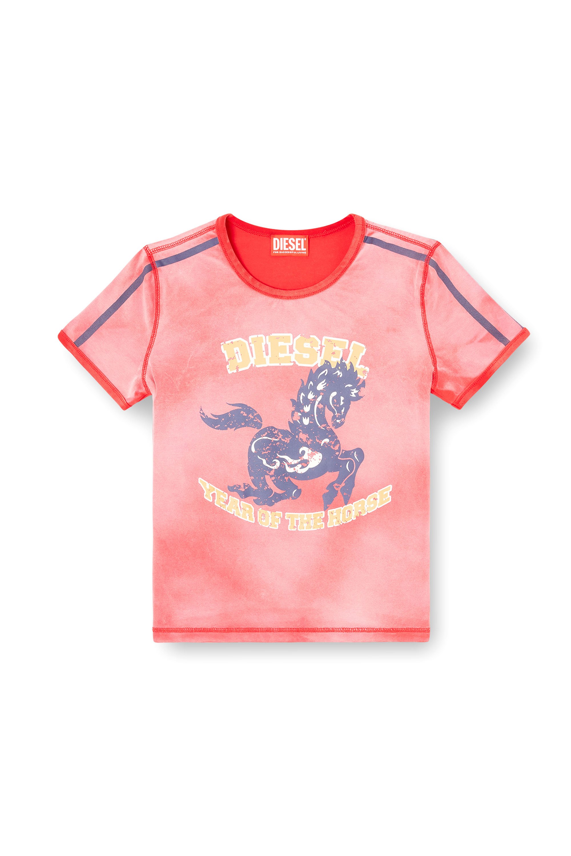 Diesel - CL-T-UNCUTIE-HORSE, Damen Baumwoll-Stretch-T-Shirt mit Pferde-Print in Rot - 3
