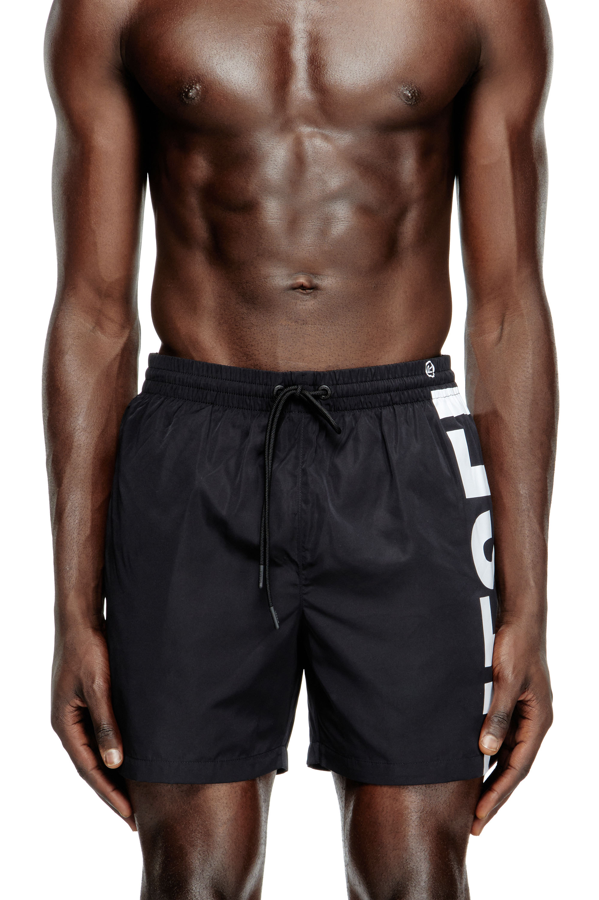 Diesel - RIO-41-D-CORE, Herren Mittellange Bade-Shorts mit Maxi-Logo in Schwarz/Weiss - 1