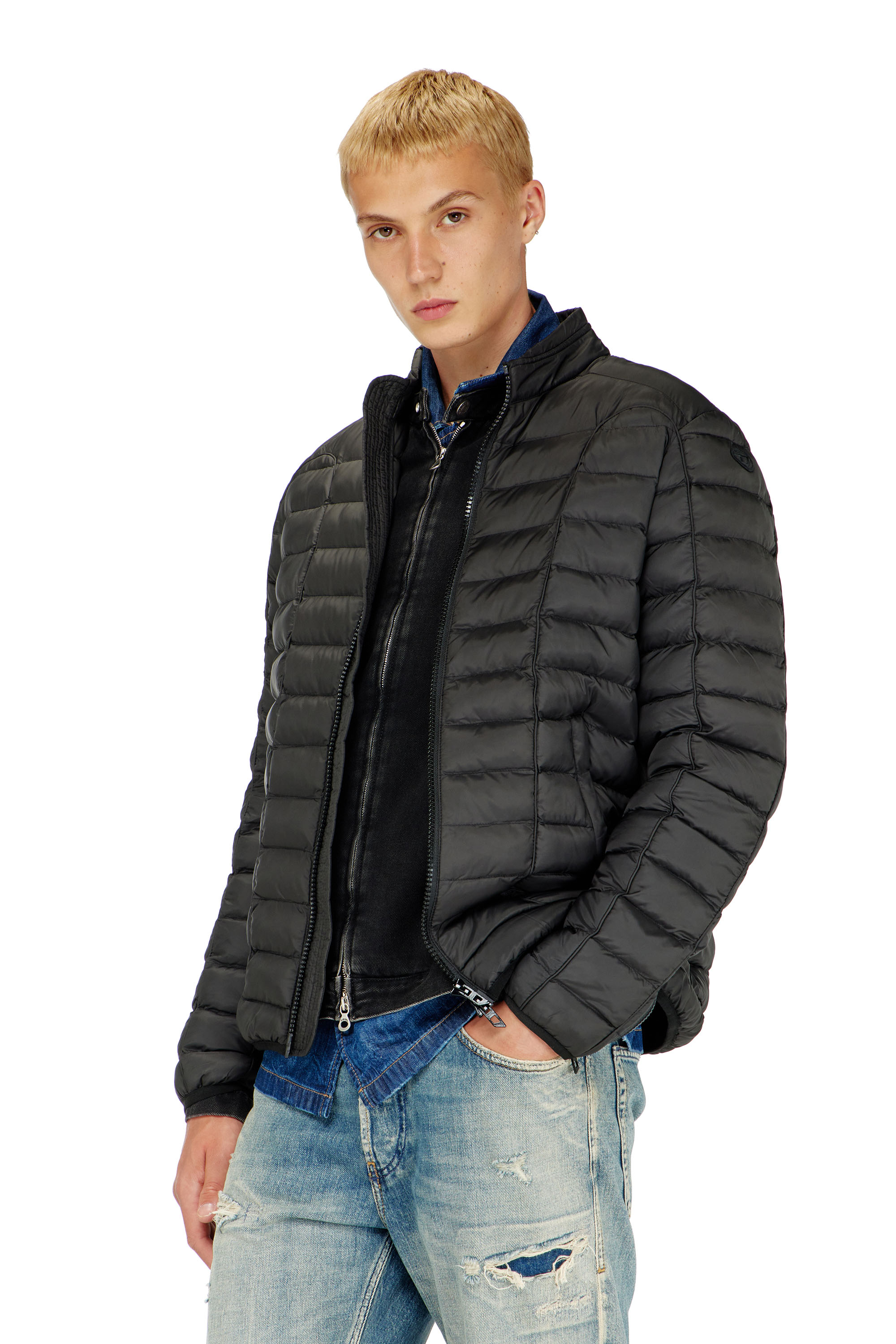Diesel - W-PILOT, Herren Pufferjacke aus leichtem Nylon in Schwarz - 3