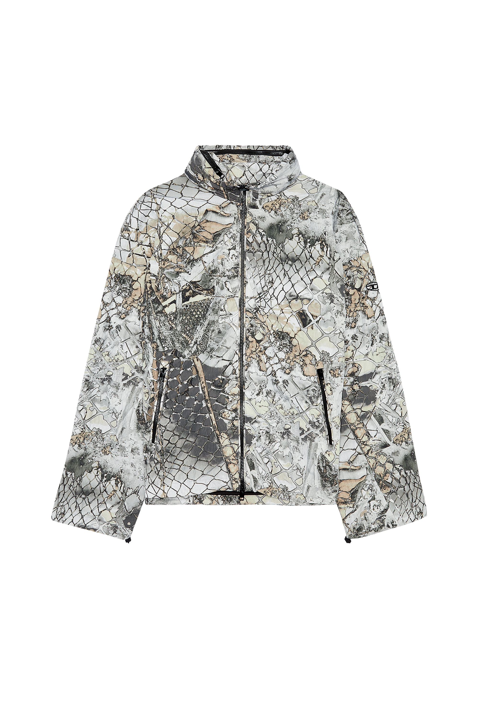 Diesel - J-DORSETT, Man's Windbreaker with abstract print in Grey - 2