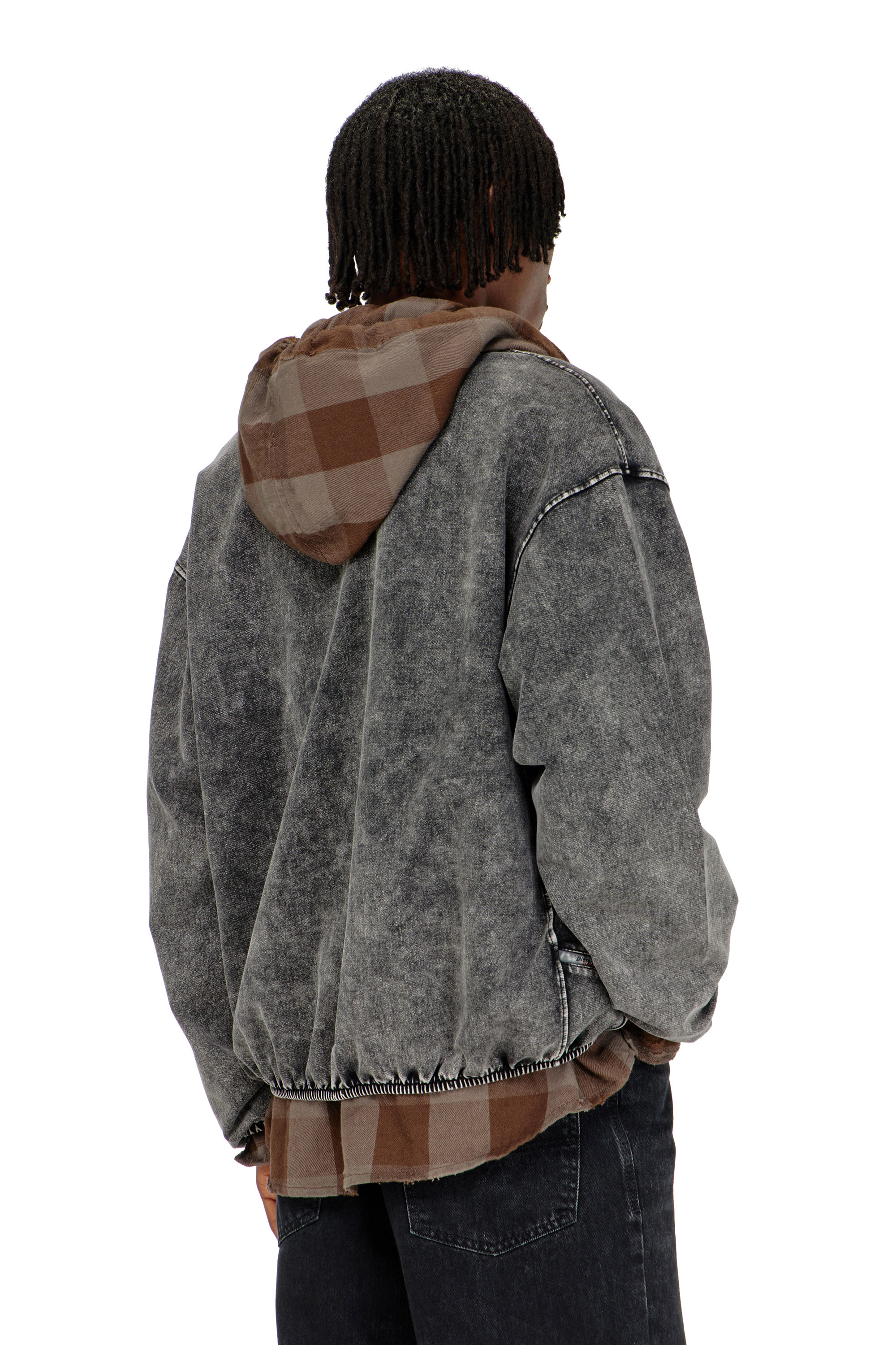 Diesel - S-CORSY, Herren Sweatjacke mit Denim-Effekt in Grau - 4