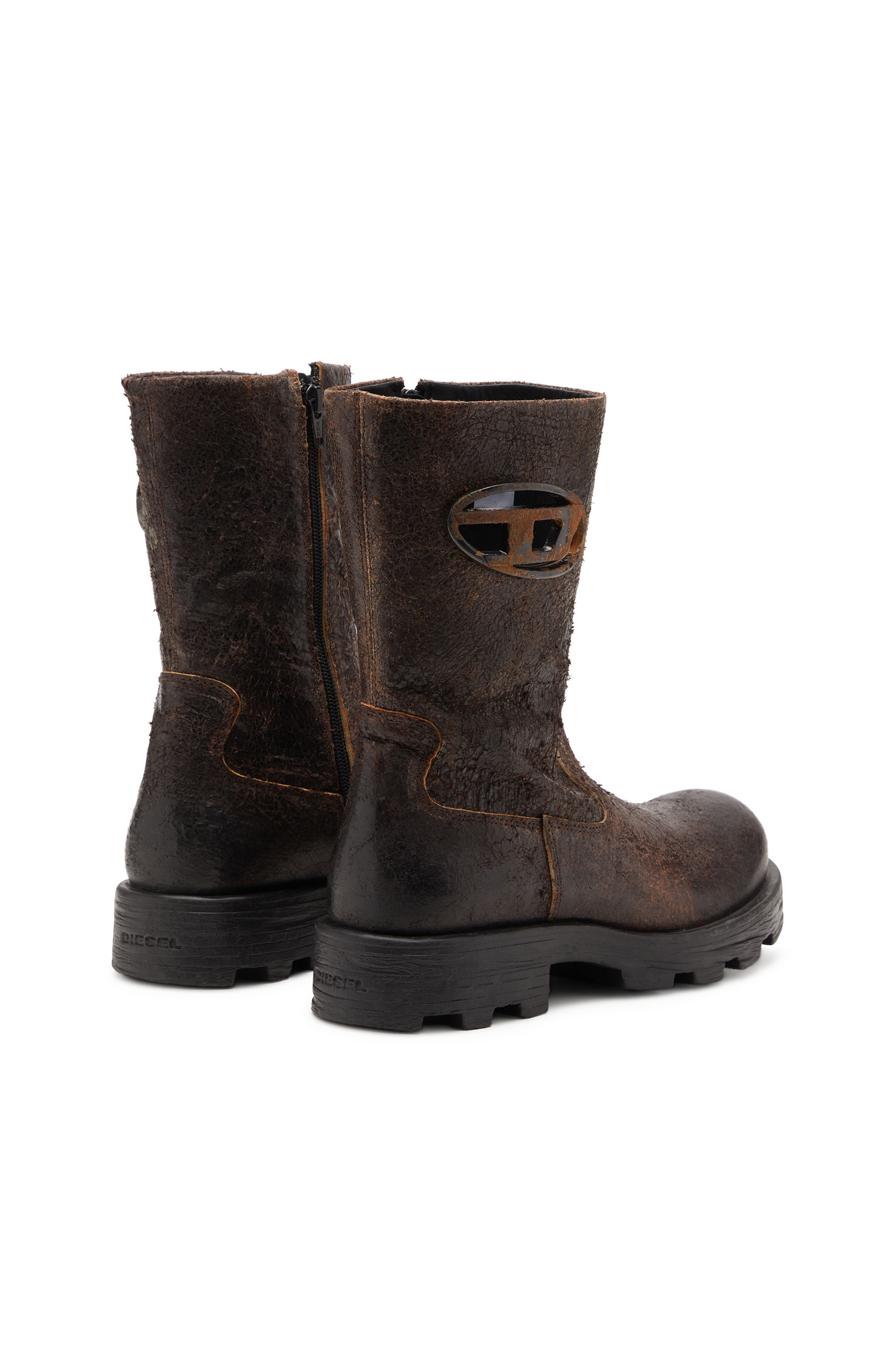 D-HAMMER BKR D W, Brown Diesel - D-HAMMER BKR D W, Woman's D-Hammer-Biker boots in distressed crackled suede in Brown - 3
