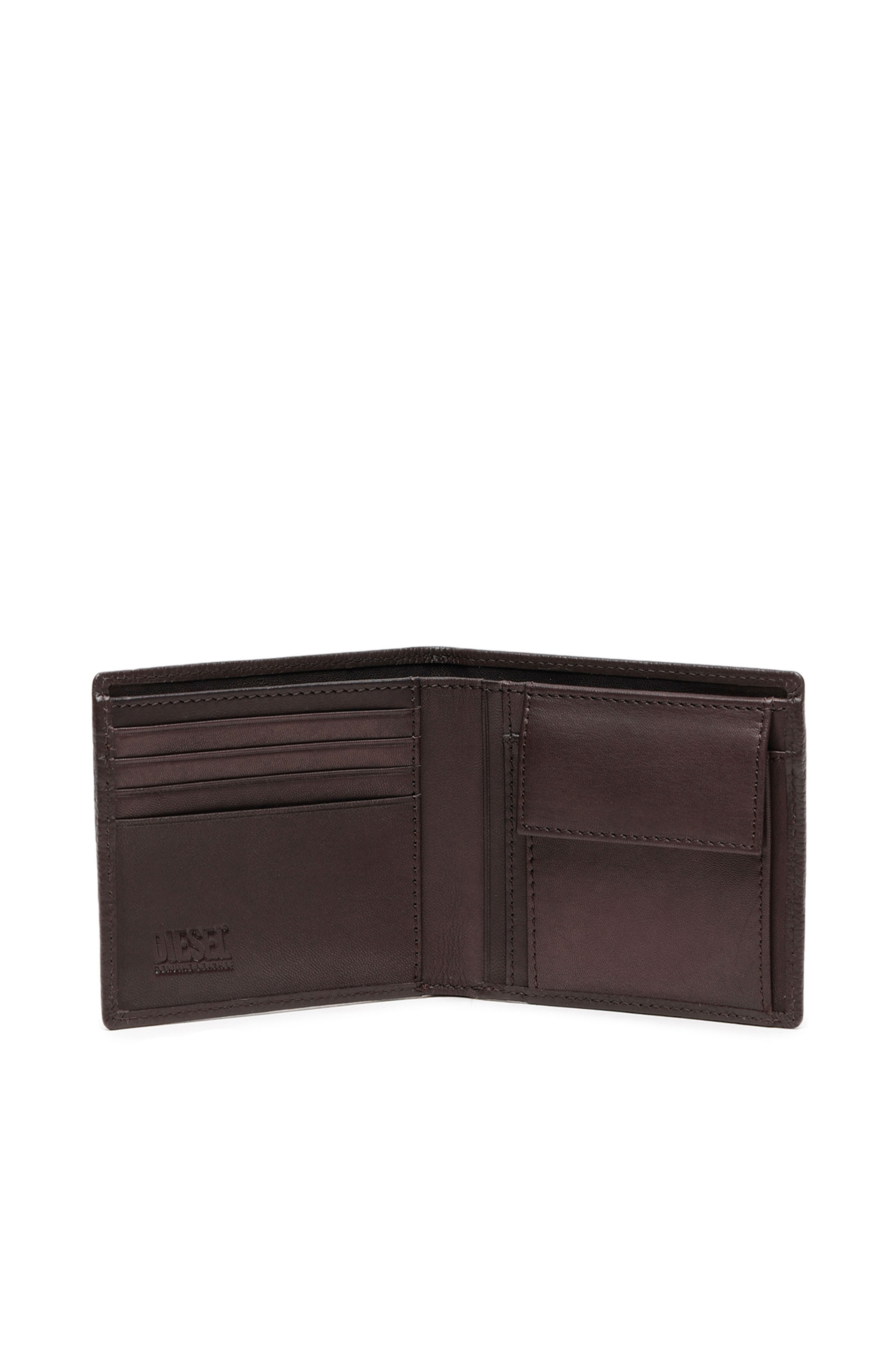 Diesel - BI FOLD COIN S, Herren Faltportemonnaie aus genarbtem Leder in Braun - 3