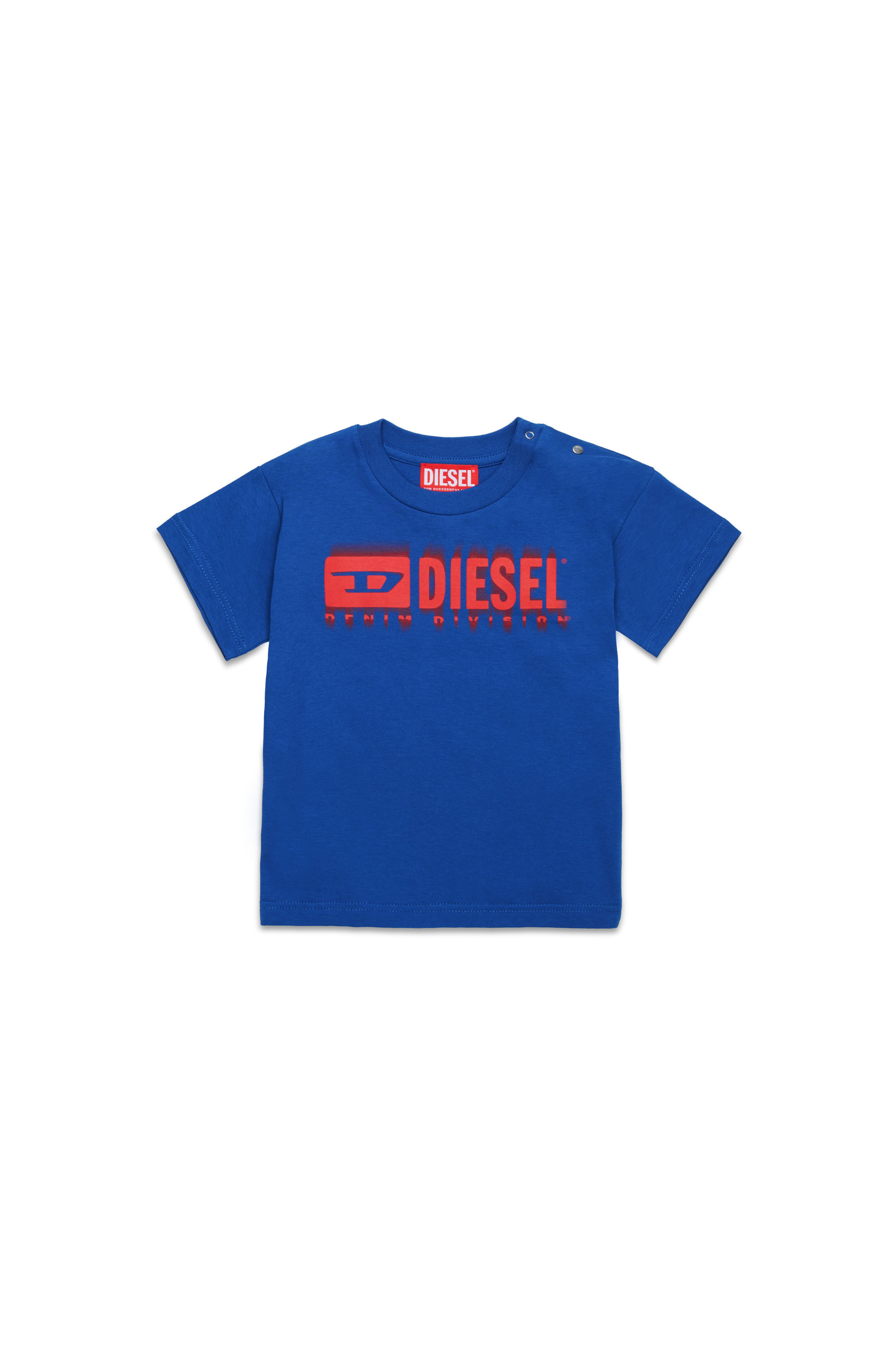 Diesel - TDIEGORL6MAB, Unisex T-Shirt mit verschmiertem Logo in Blau - 1