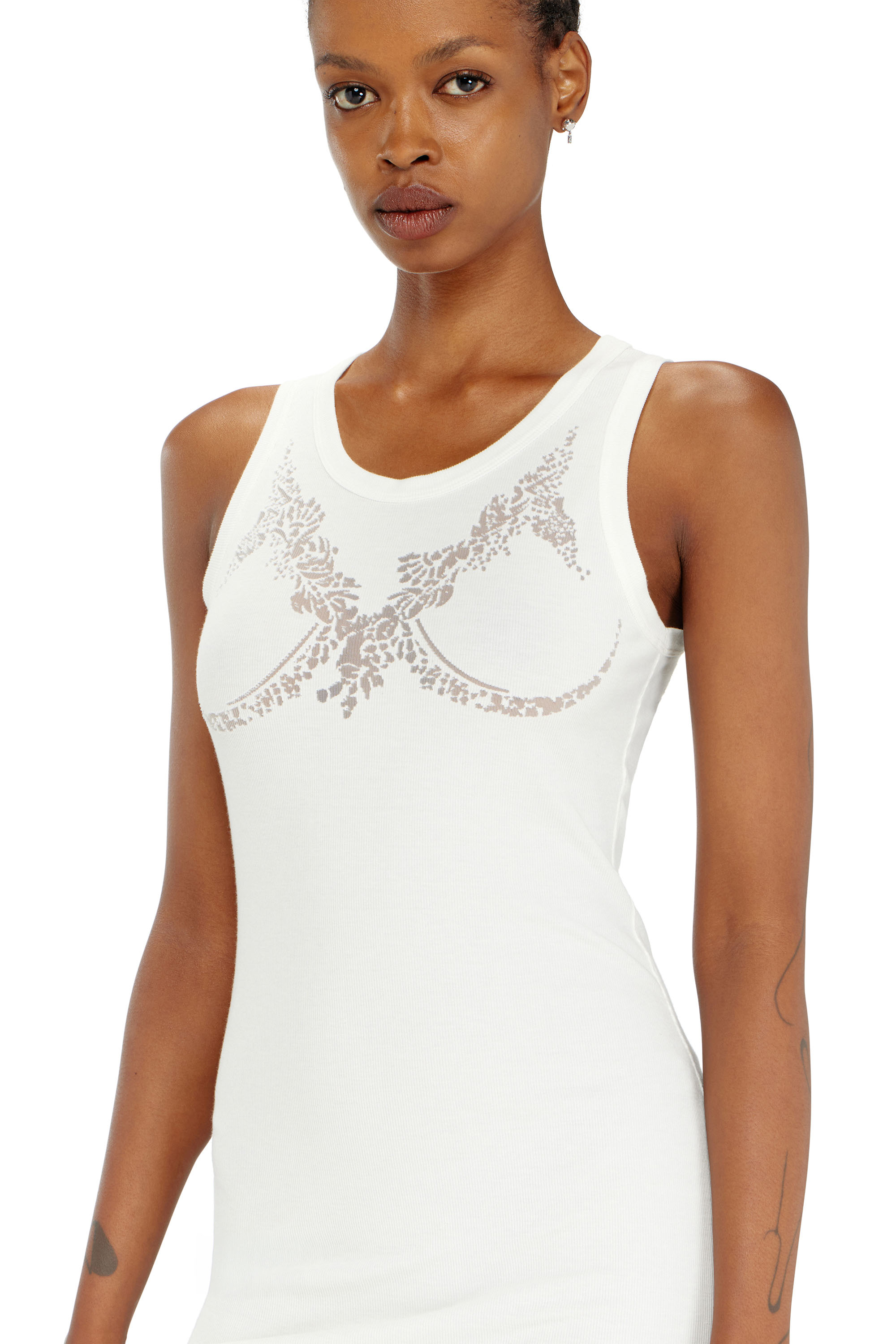 Diesel - PR-D-ANKI-LACE-R, Damen Mini-Tank-Kleid mit Devor&eacute;-Spitzen-Effekt in Wei&szlig; - 5