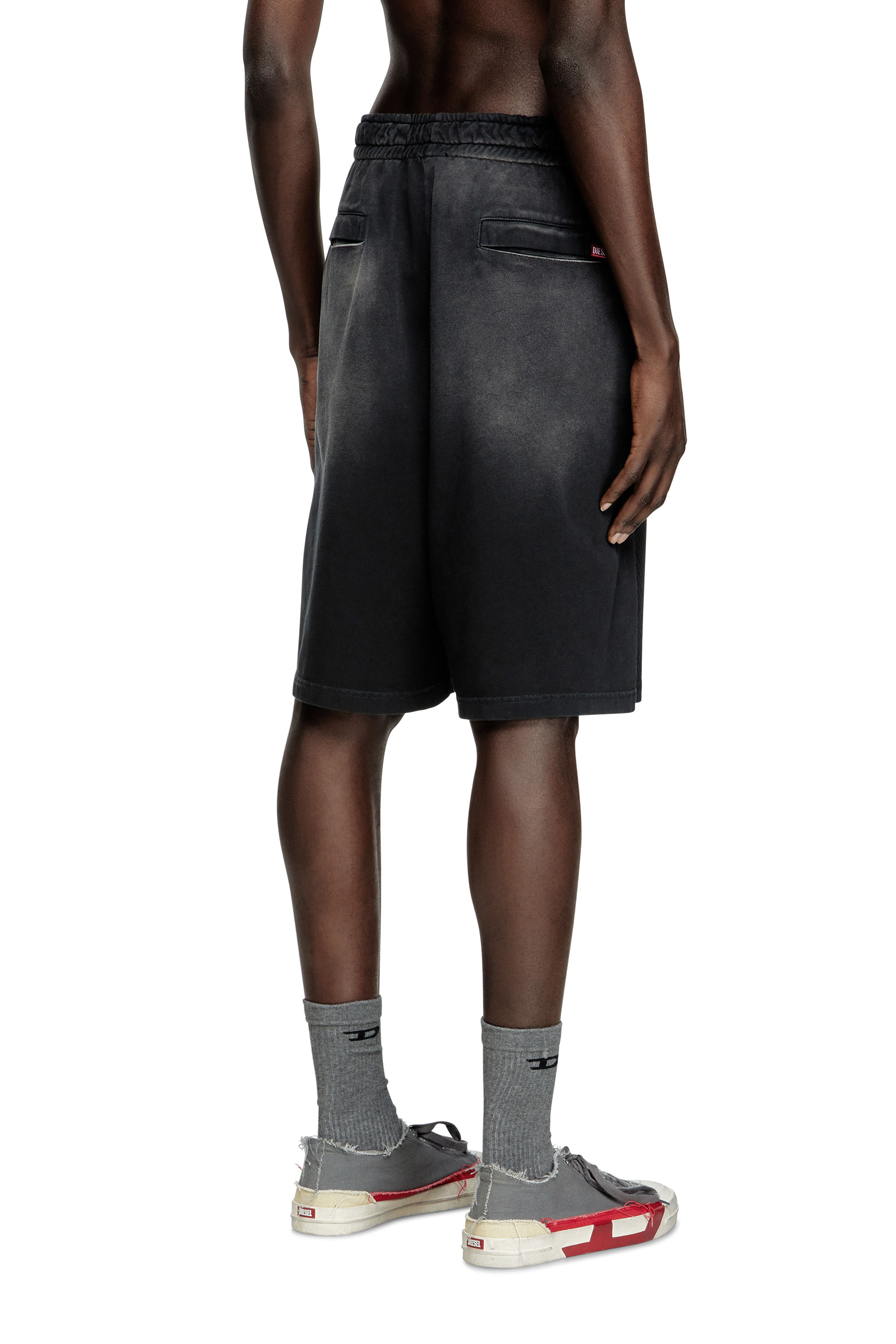 Diesel - P-TAIN-MESH, Man's Jersey and mesh shorts with faded effect in Black - 4