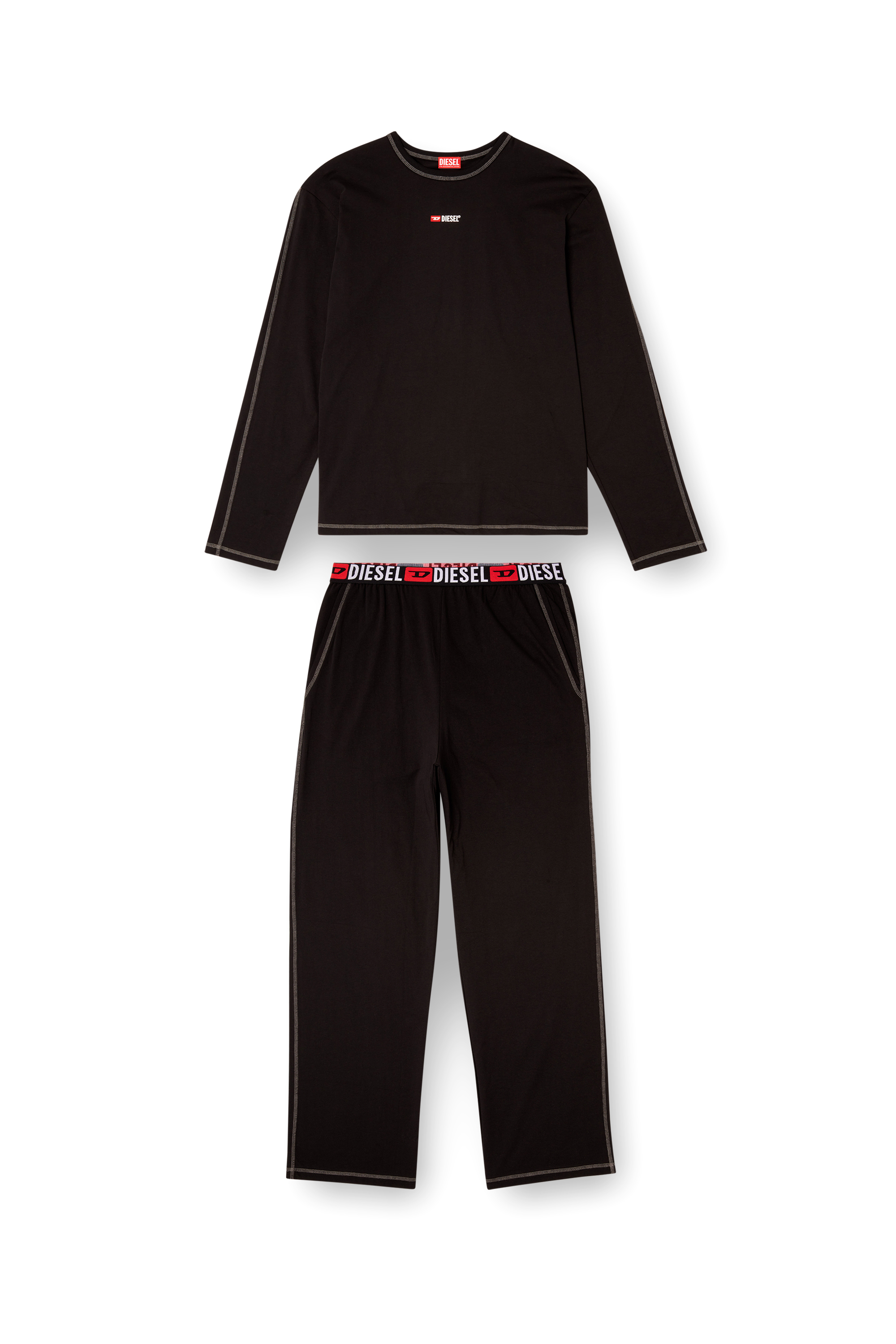Diesel - SET-NOLAN-D-CORE, Herren Pyjamas aus Baumwolljersey in Schwarz - 2