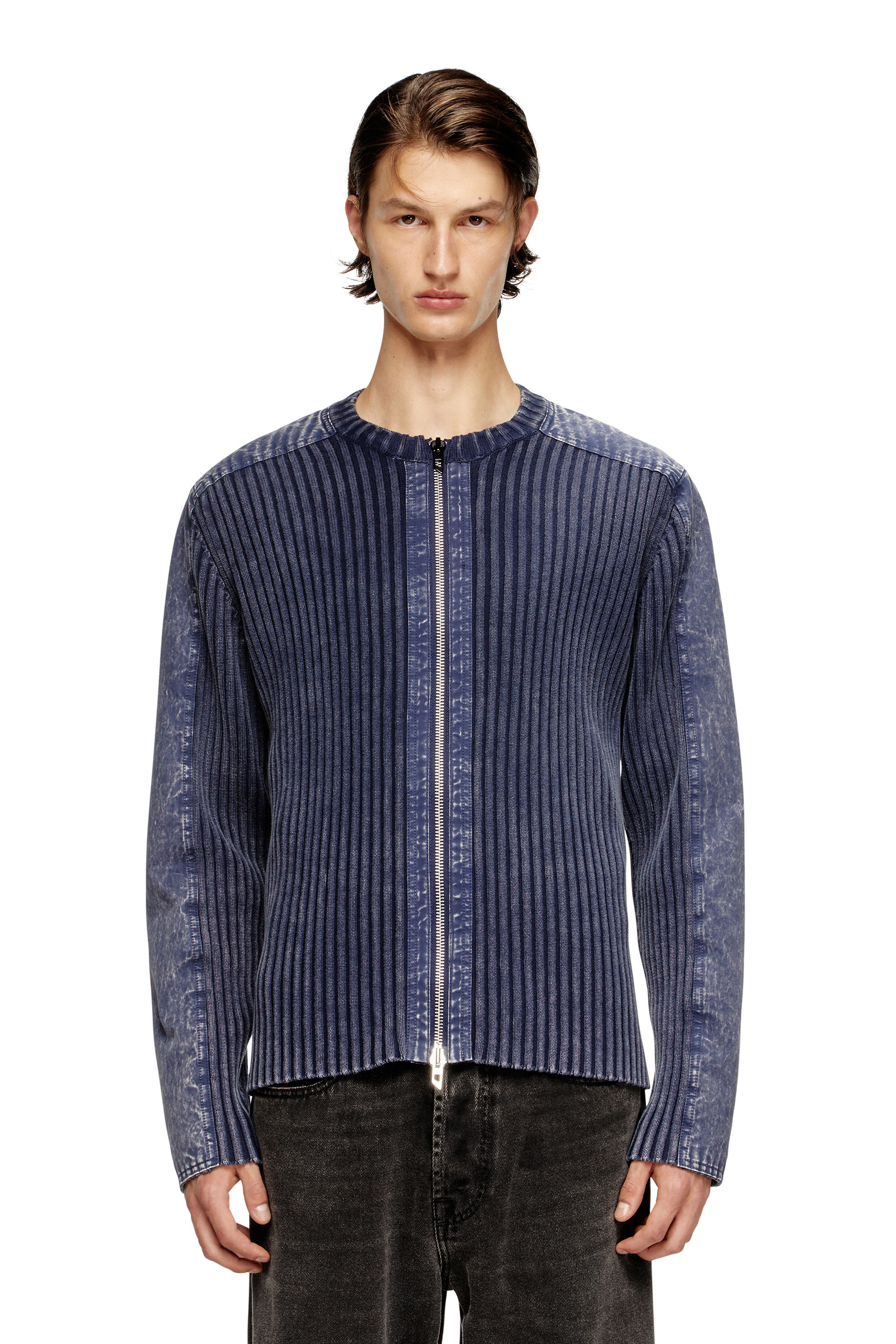 Diesel - K-MATTY, Herren Cardigan mit Reißverschluss und Ärmelbündchen aus Denim in null - 1