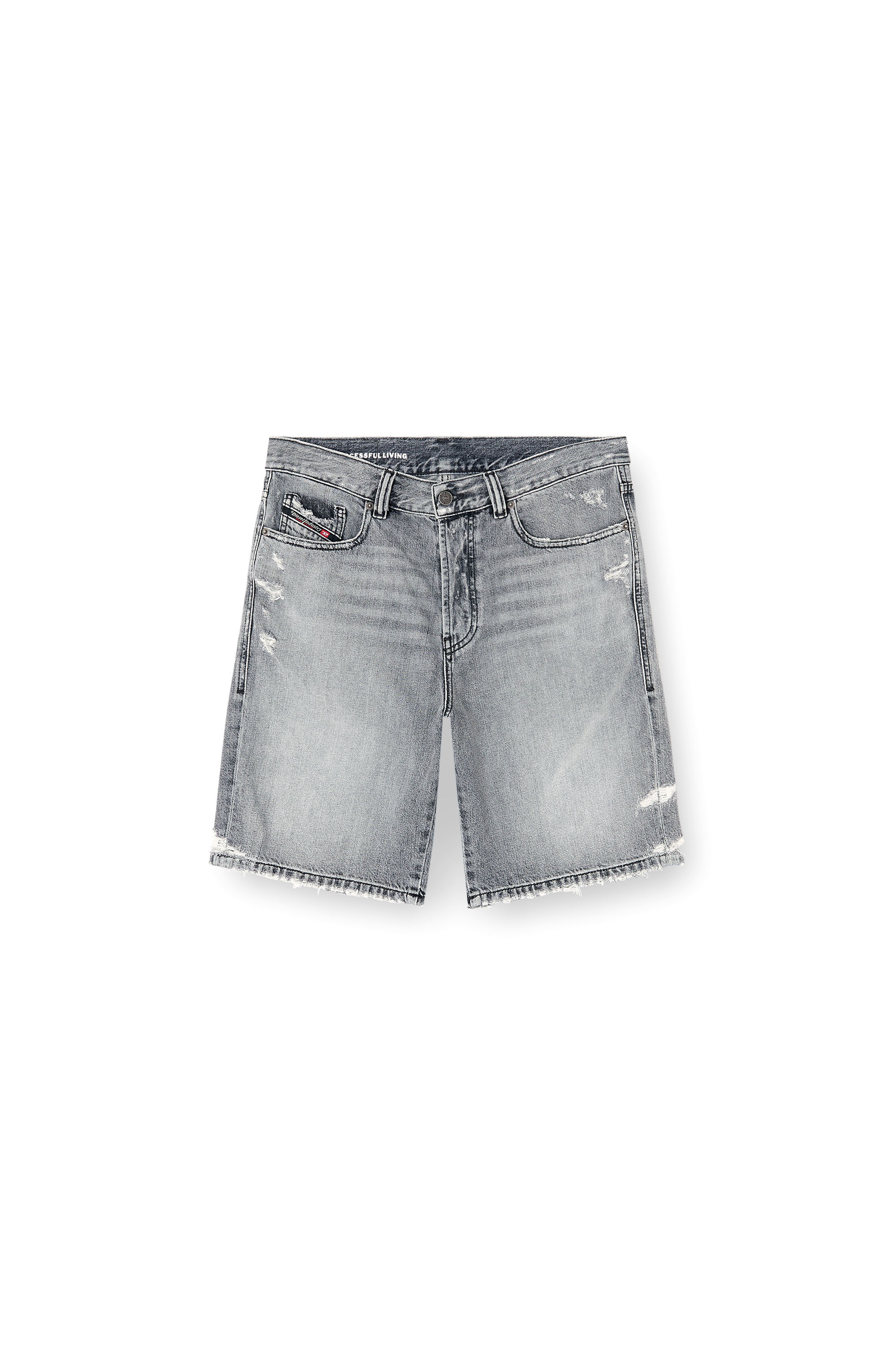 Diesel - REGULAR-SHORT, Herren Denimshorts mit ausgefranstem Saum in Grau - 2