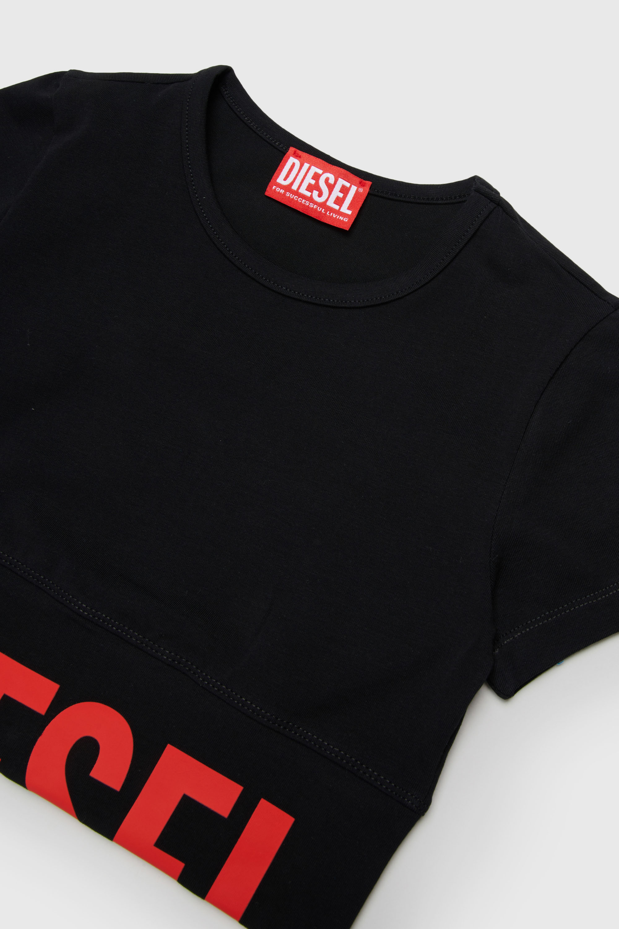 Diesel - TCEFY, Damen Crop-Top mit abgeschnittenem Logo in Schwarz - 3