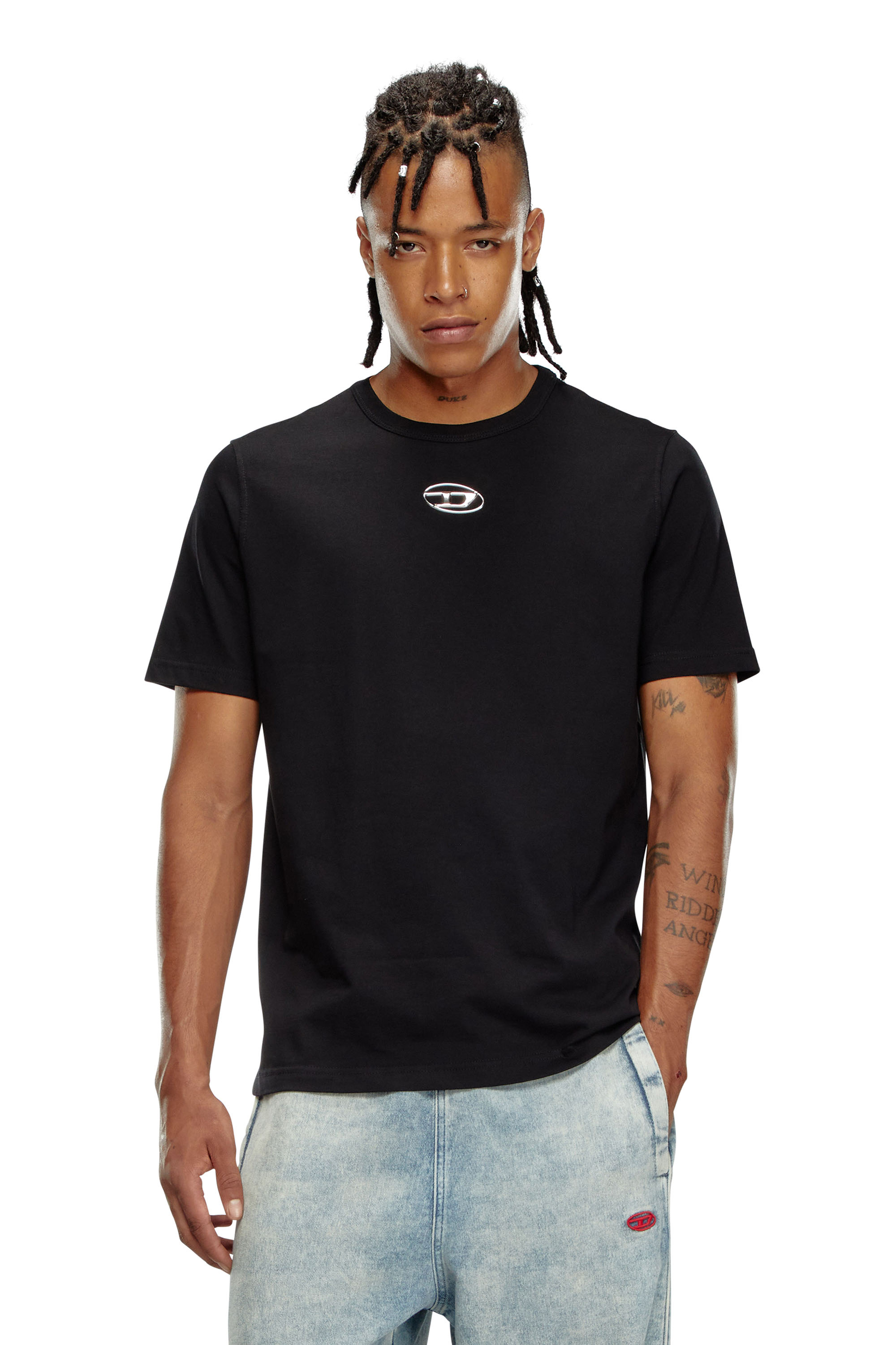 Diesel - T-ADJUST-OD, Herren T-Shirt mit Spritzguss-Logo in Schwarz - 1