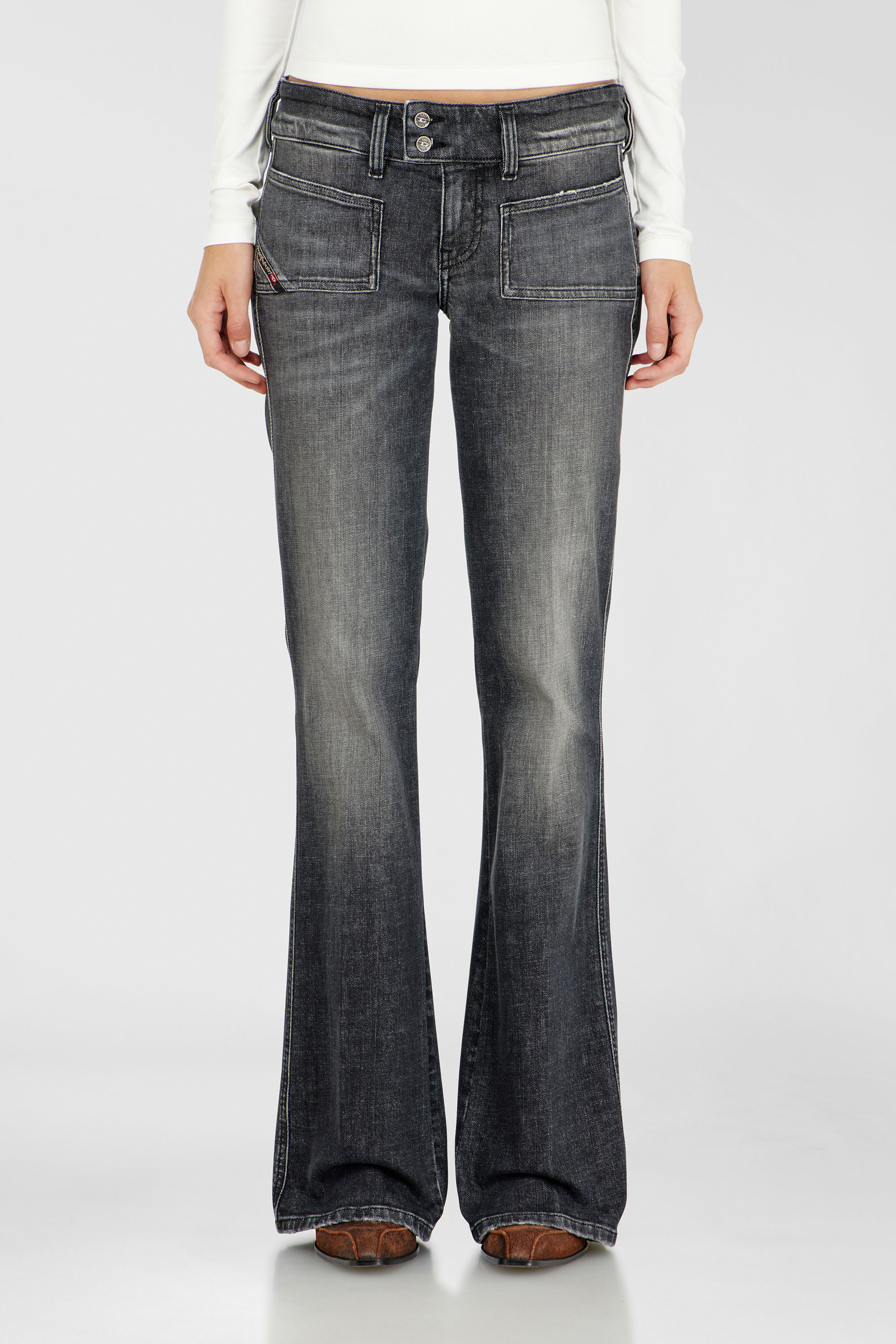 Diesel - Damen Bootcut Jeans D-Hush 0CIAU, Schwarz/Dunkelgrau - 1
