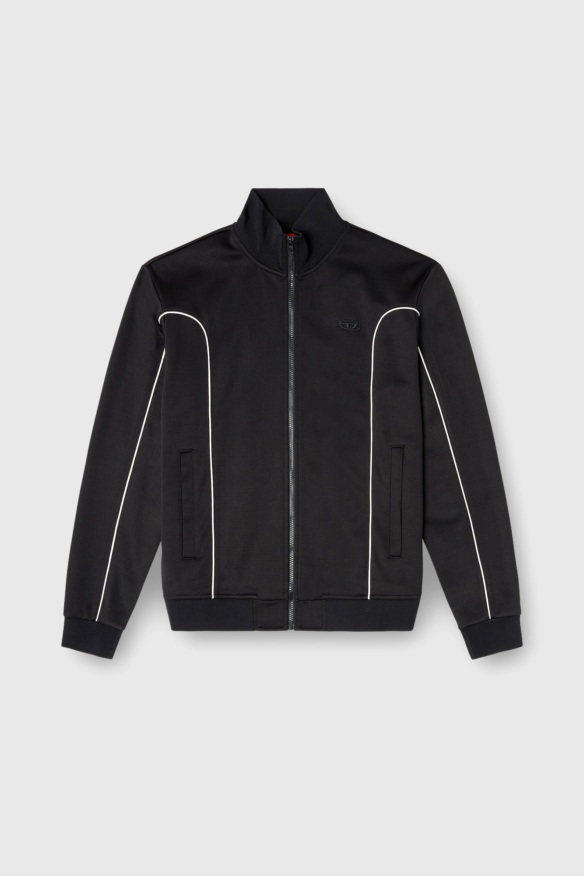 Diesel - S-LOCKING-DO, Herren Sweatjacke aus Sweatstoff mit kontrastierenden Paspeln in Schwarz - 2