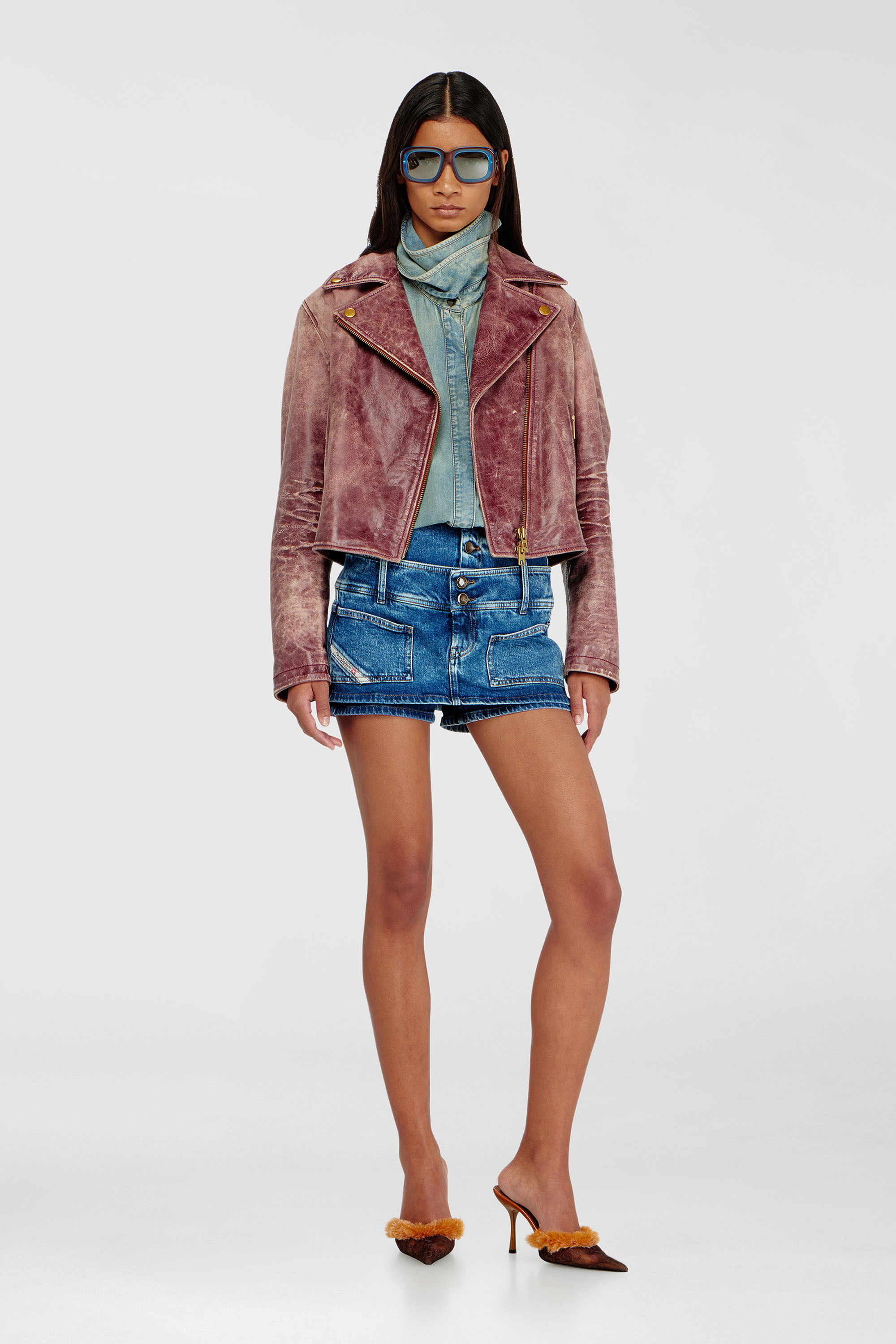 Diesel - DE-CORIVA-S, Damen Denim-Mini-Skort mit doppeltem Bund in Mittelblau - 1