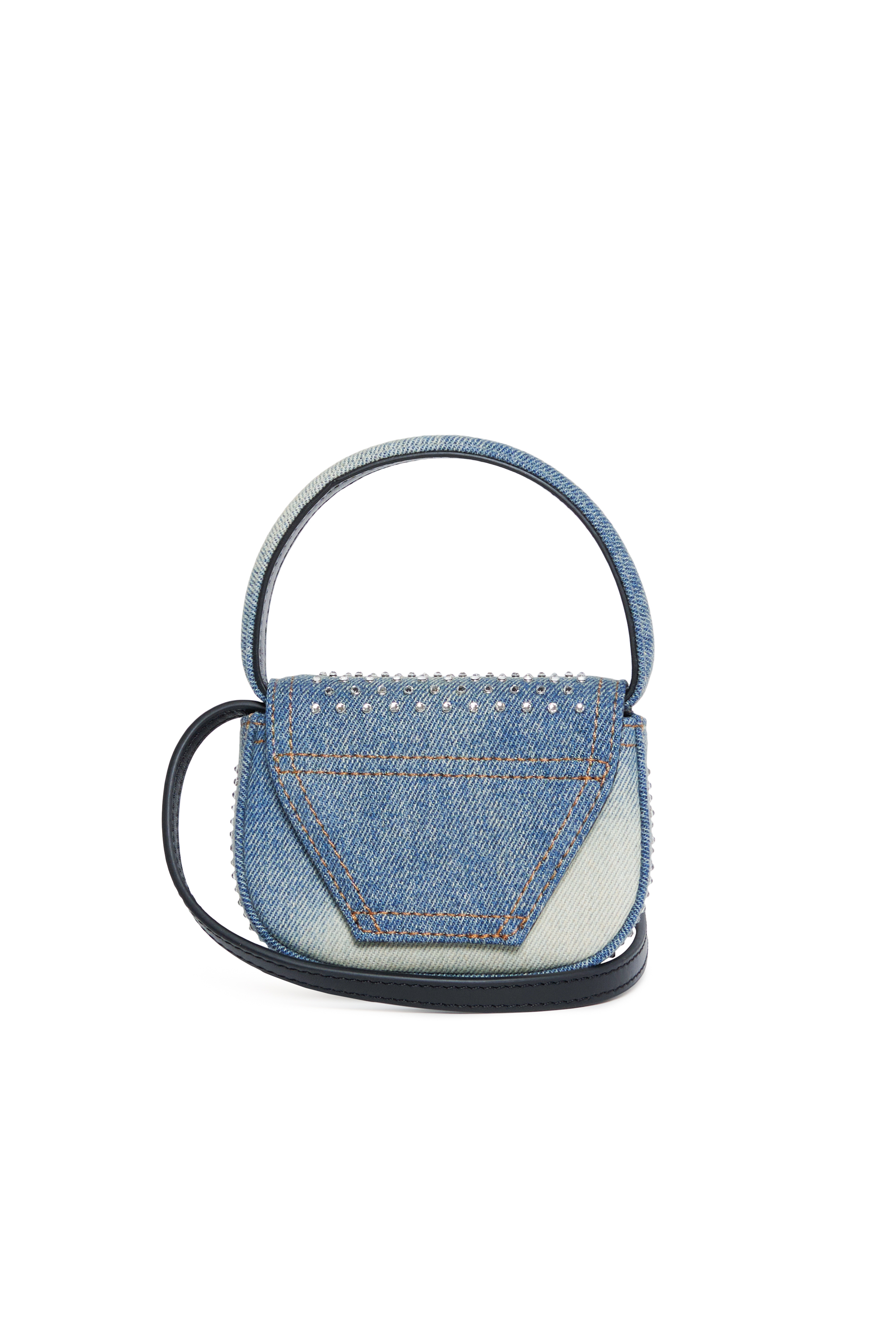 Diesel - 1DR XS, Damen Ikonische Mini-Tasche aus Denim mit Strass in Blau - 2