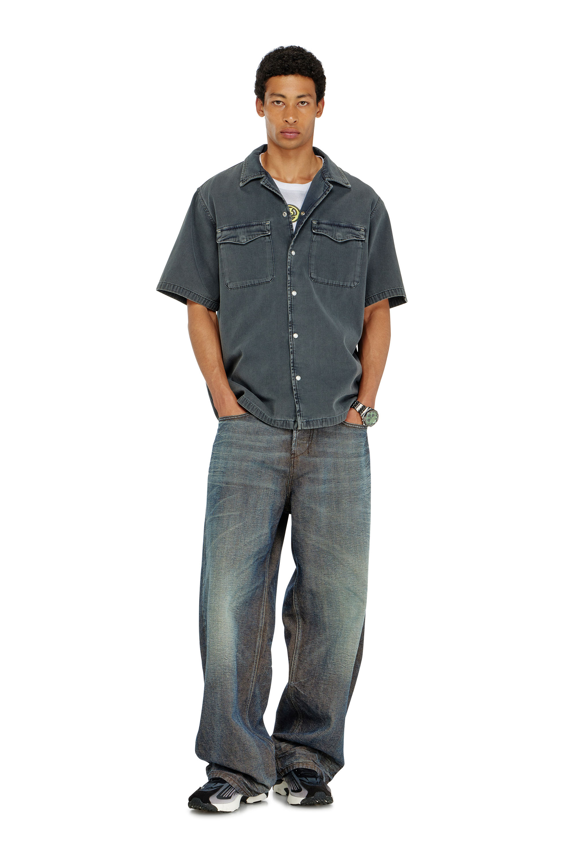 Diesel - D-NABIL-P, Herren Bowling-Hemd aus farbigem denim in null - 2