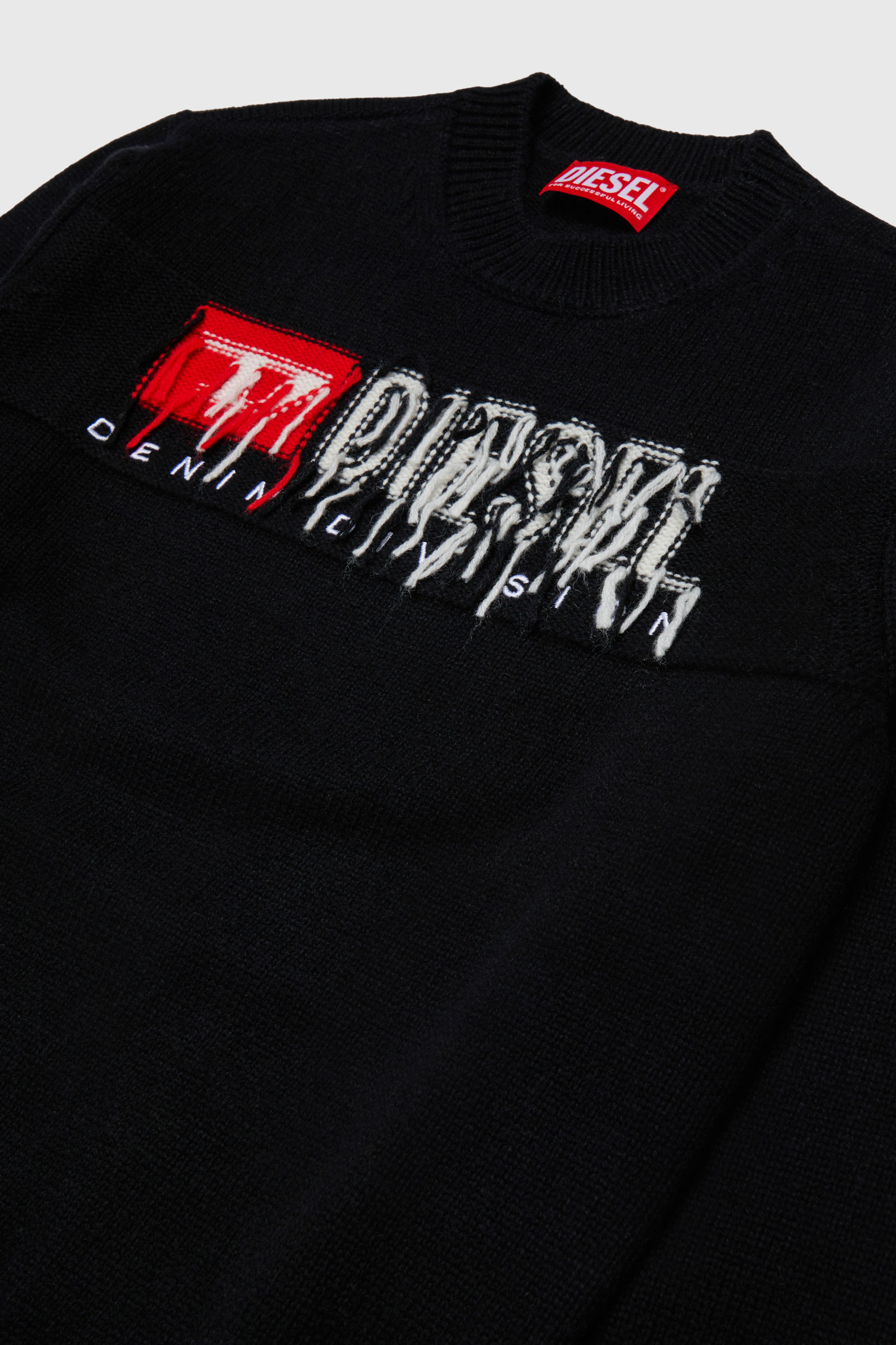 Diesel - KONZI OVER, Herren Pullover mit Kaschmir-Anteil und destroyed logo in Schwarz - 3