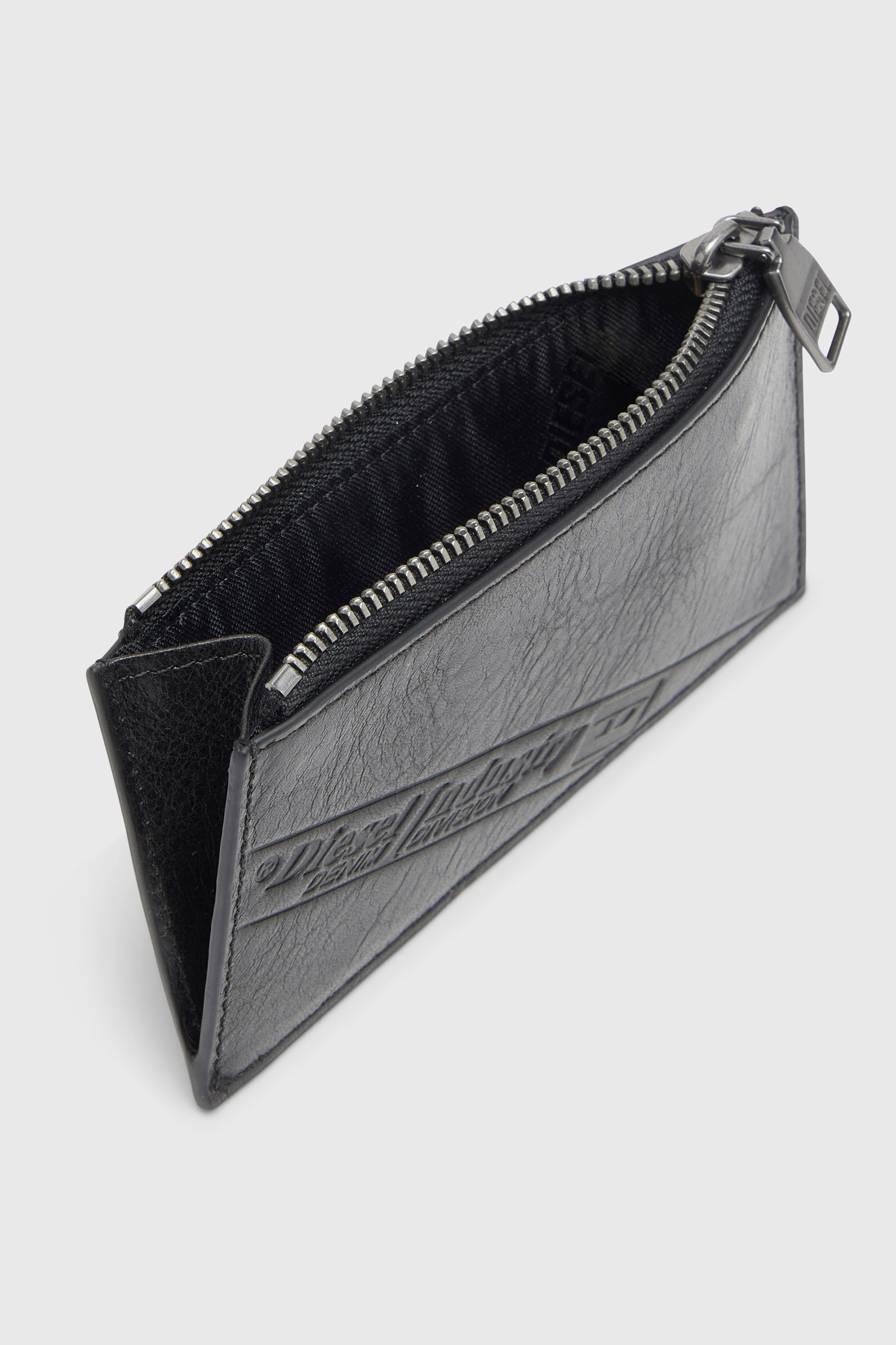Diesel - FLAG-D CARD HOLDER III, Herren Leder-Kartenetui mit Rei&szlig;verschluss in Schwarz - 3