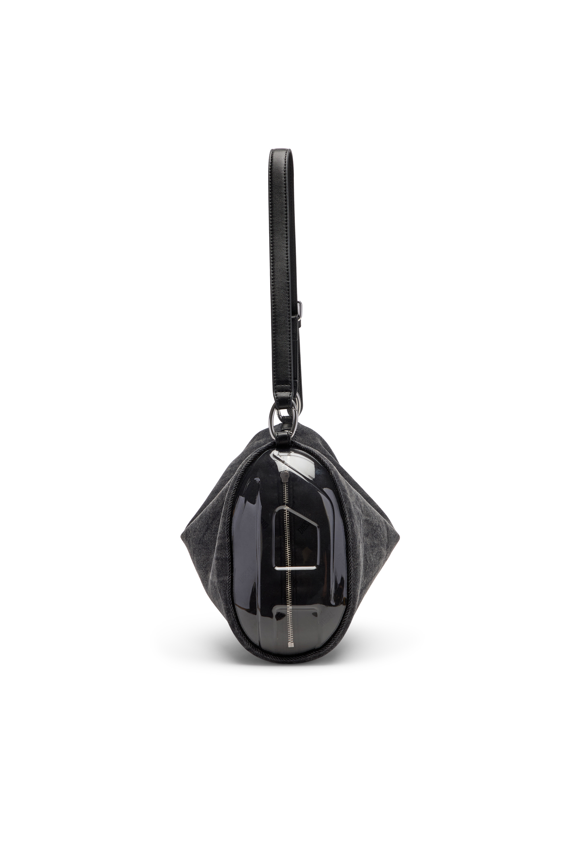 Diesel - LOAD-D SHOULDER BAG X, Unisex Load-D-Shoulder Bag mit transparenten ovalen D-Seiten in Schwarz - 4