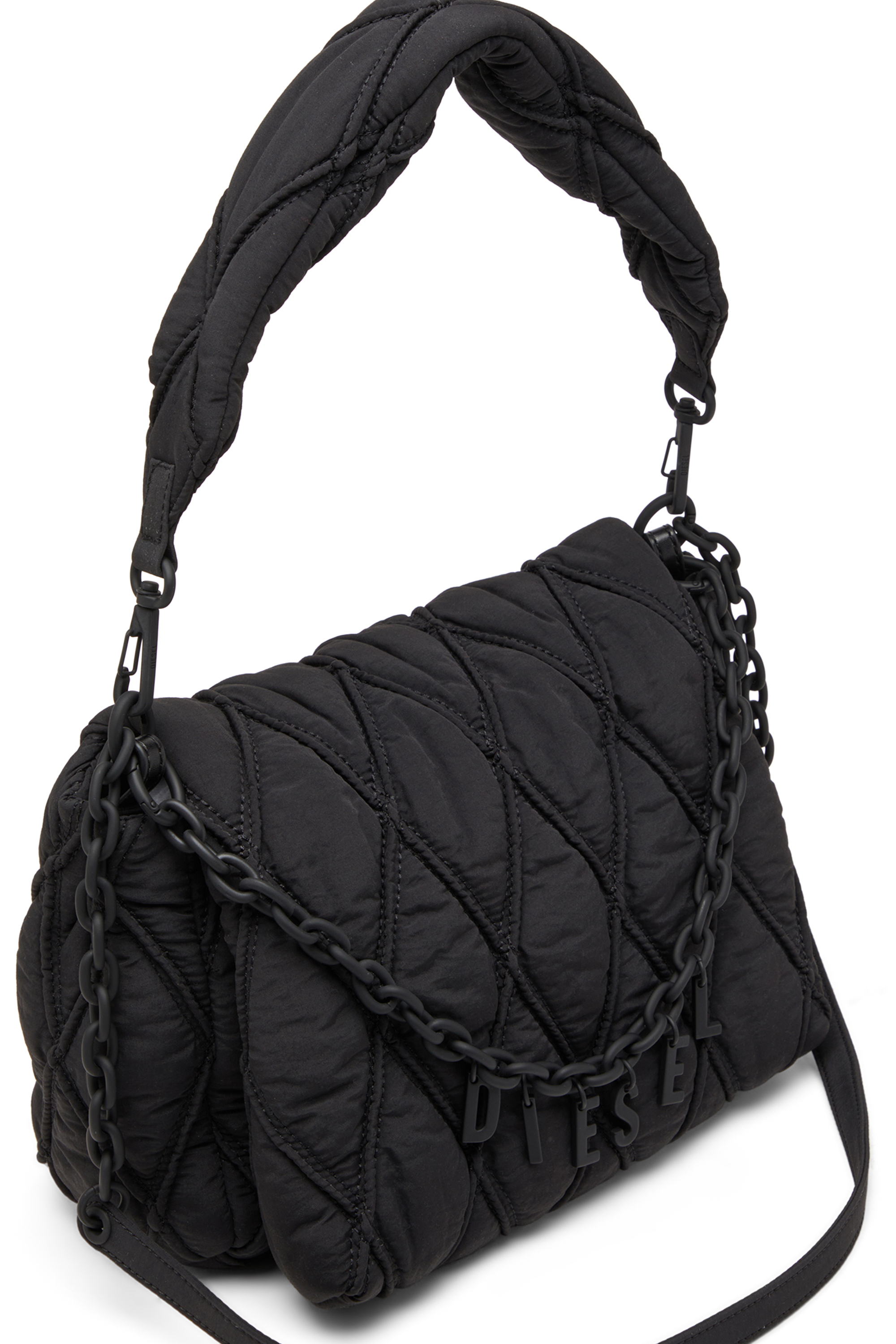 Diesel - CHARM-D SHOULDER M, Damen Charm-D M-Schultertasche aus gestepptem Nylon in Schwarz - 5