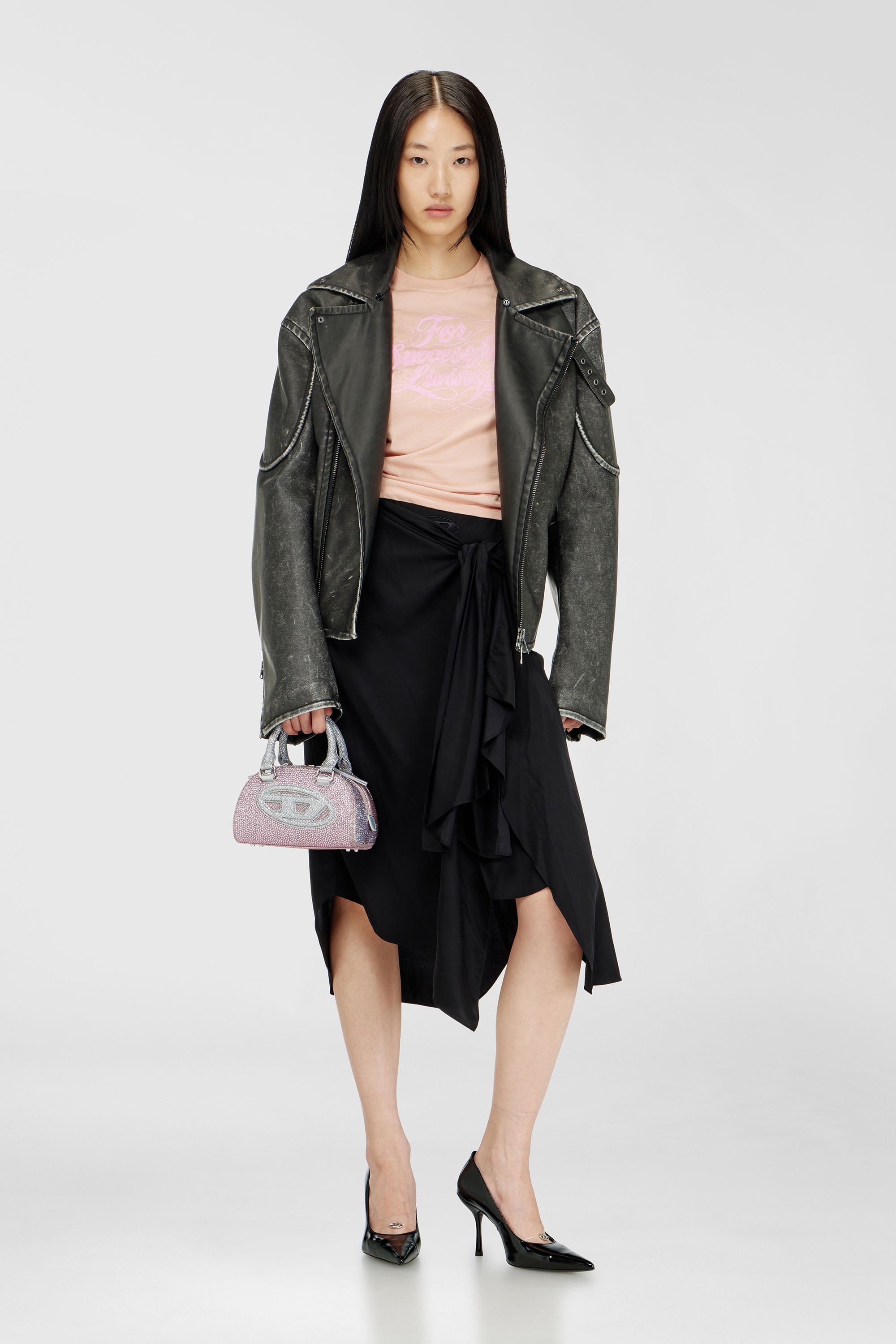 Diesel - 1DR DOME CROSSBODY, Damen 1DR Dome - Kleine-Crossbody-Bag aus Crystal Lurex in Rosa - 2