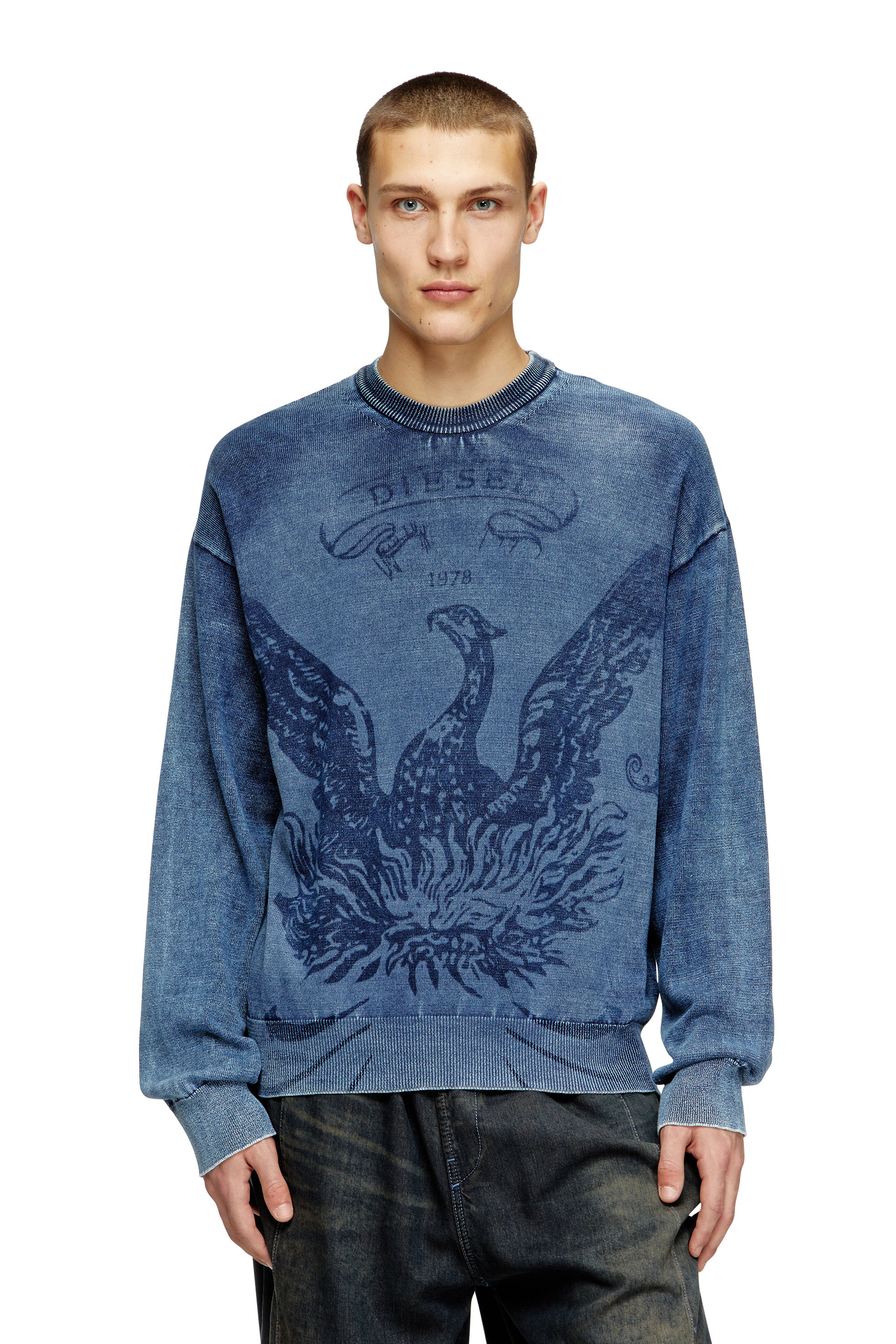 Diesel - K-FENICOL, Herren Indigo-Pullover mit Phoenix-Logo in Blau - 3
