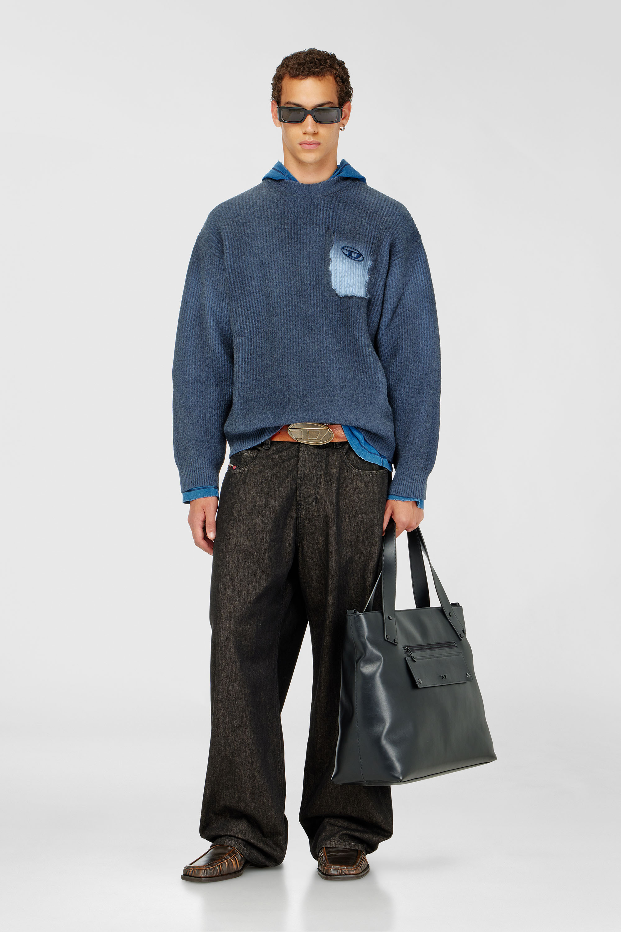 Diesel - K-PICKLER, Herren Pullover aus Wollmischung mit Zier-Brusttasche in Dunkelblau - 1