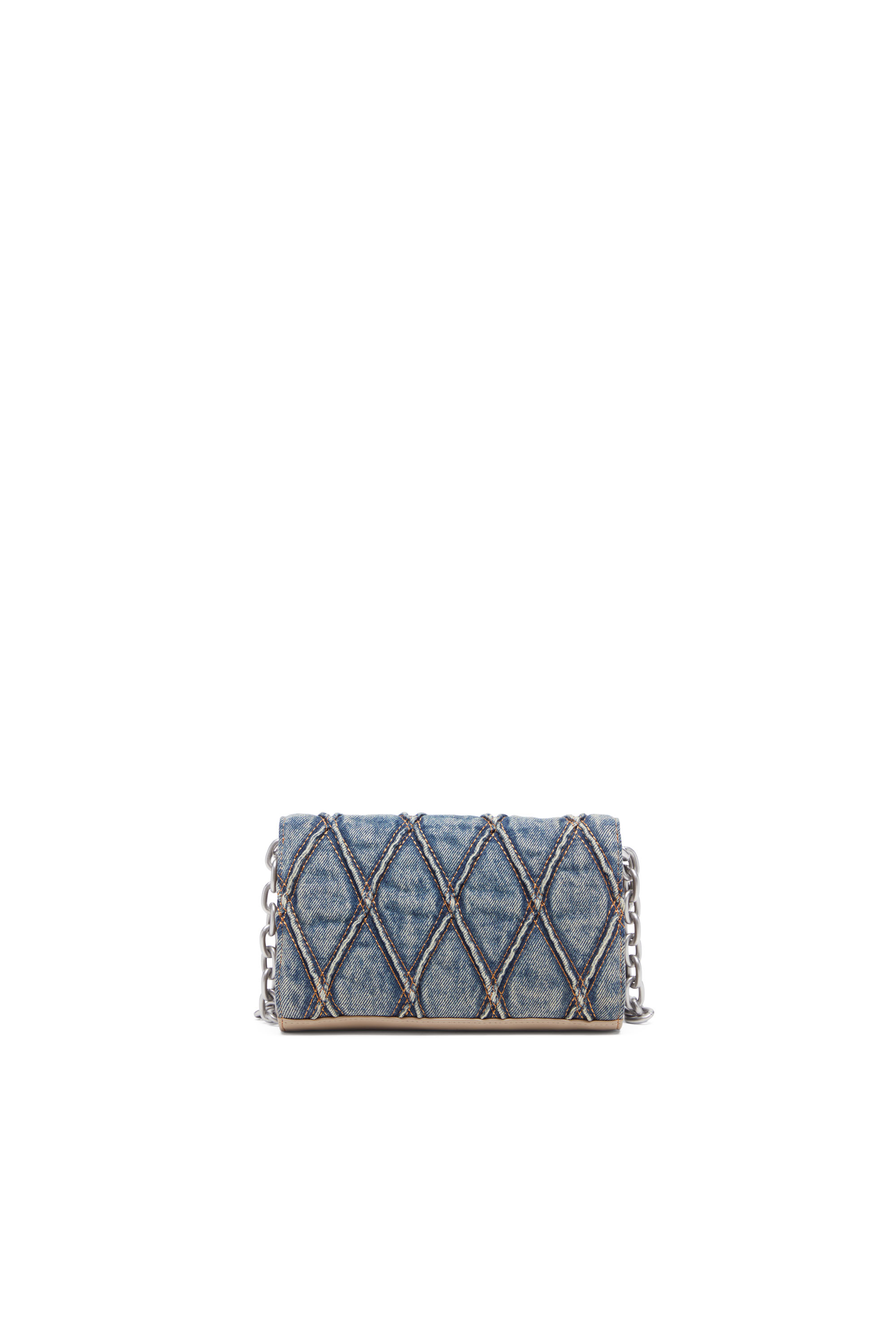 Diesel - CHARM-D WALLET STRAP, Damen Portemonnaie-Tasche aus gestepptem Argyle-Denim in Blau - 2