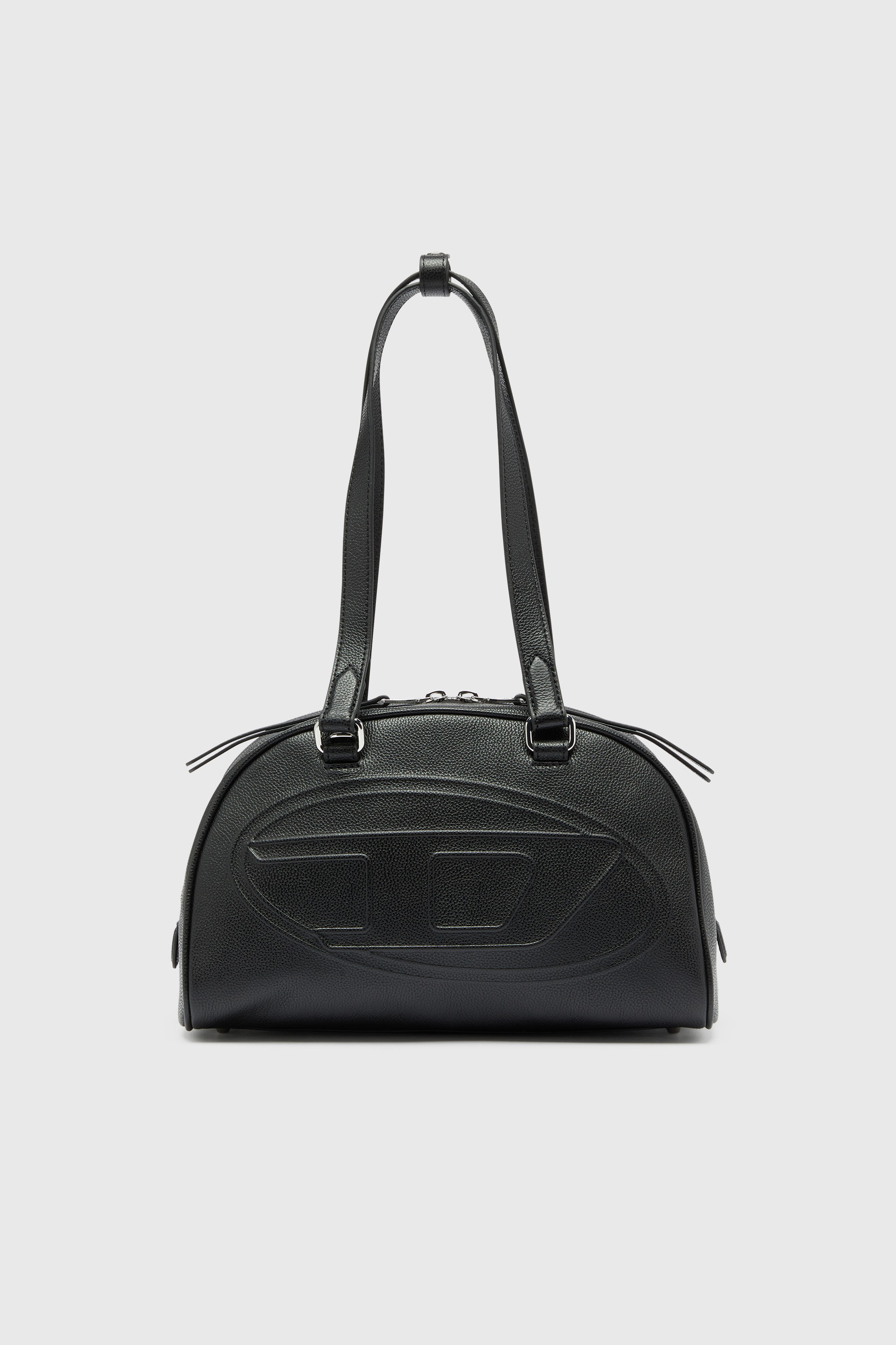 Diesel - 1DR DOME SHOULDER, Unisex 1DR Dome - Boston Bag aus Leder mit gepr&auml;gtem Logo in Schwarz - 2