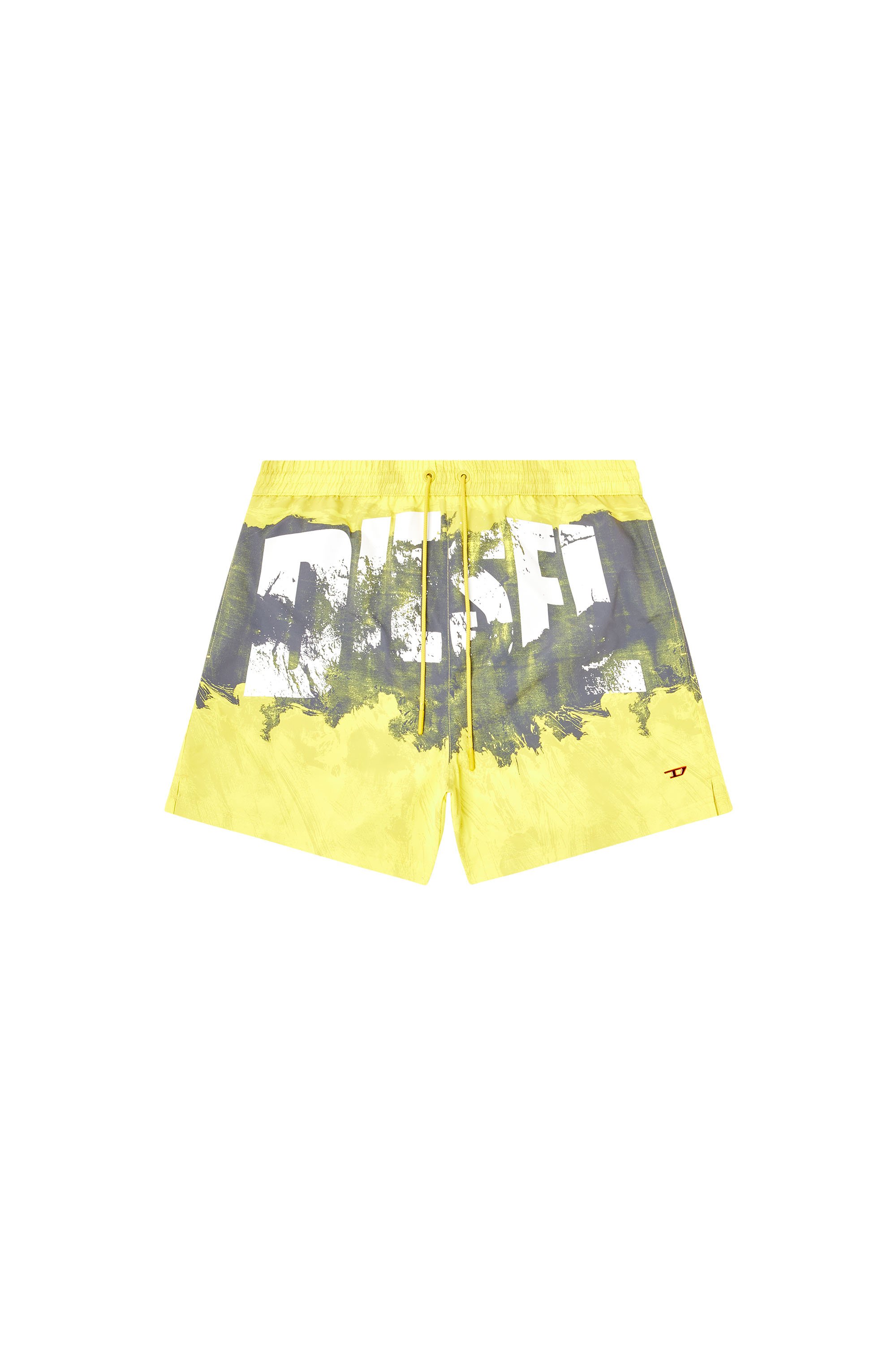 Diesel - KEN-37-D-POP, Herren Mittellange Bade-Shorts mit Grafik-Print in Gelb - 4