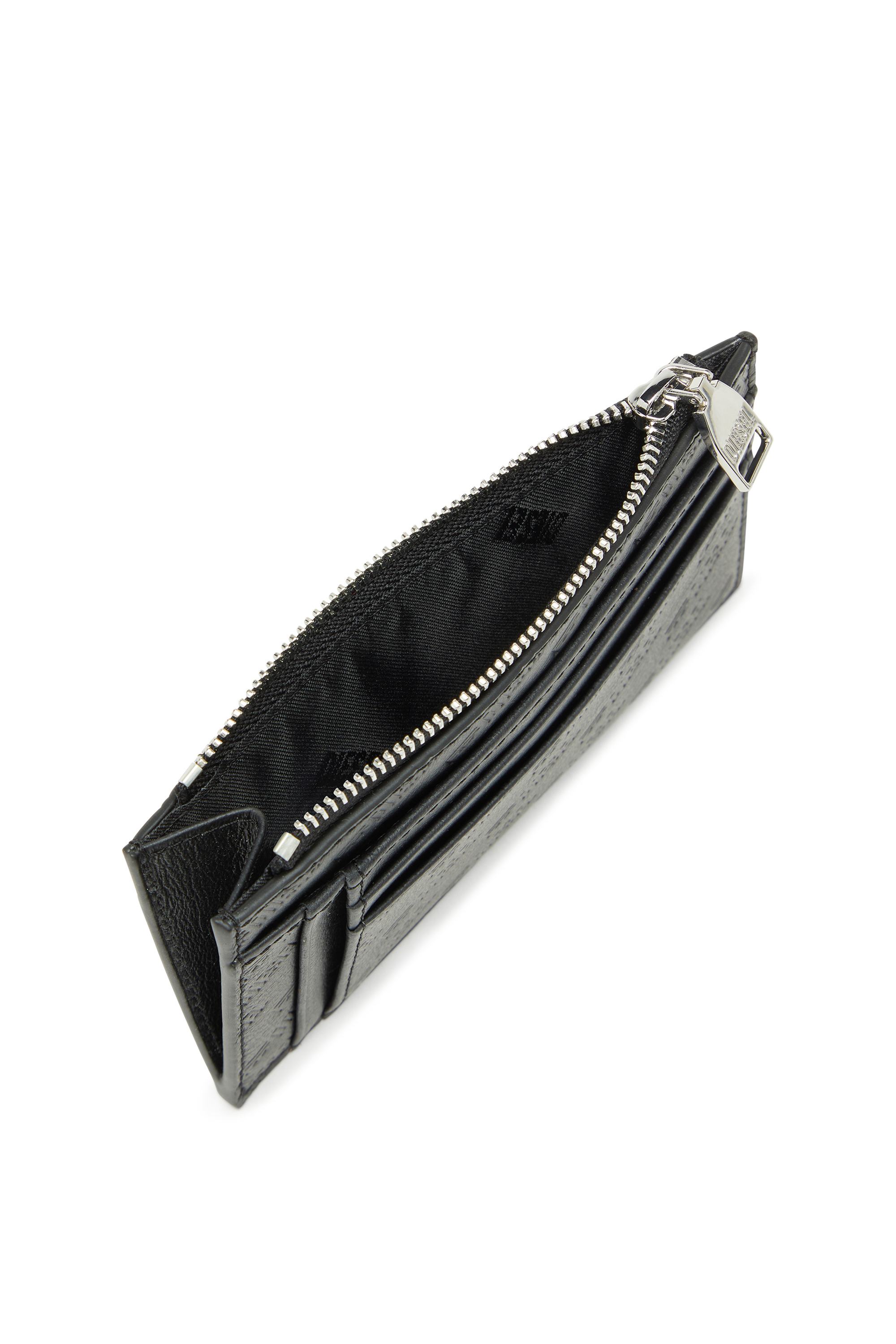 Diesel - MONOGRAM CARD CASE VI, Herren Gepr&auml;gter Kartenhalter aus Leder mit zip-fach in Schwarz - 3