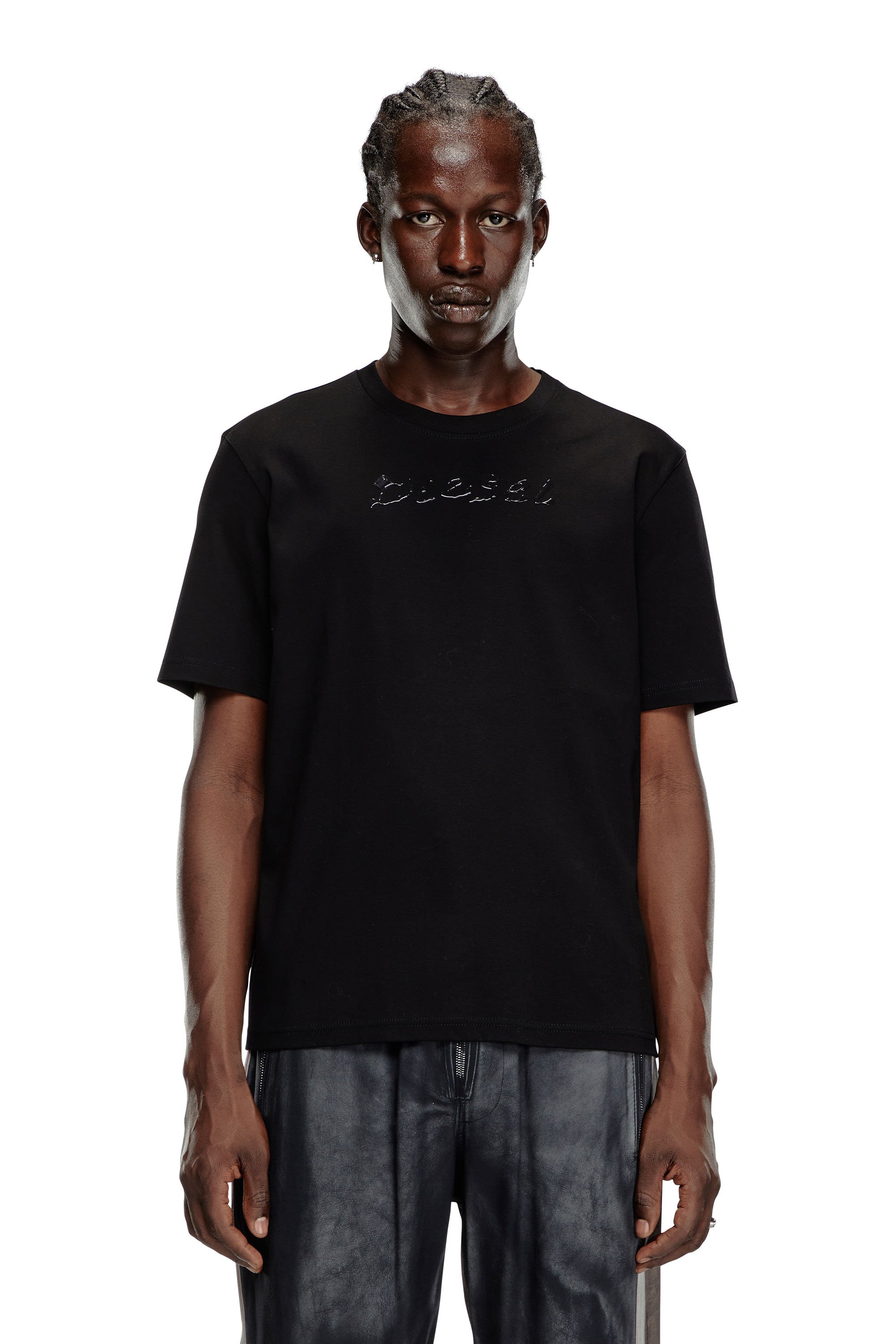 Diesel - T-MADJUST-K2, Man's Mercerised cotton T-shirt with tonal logo in Black - 1