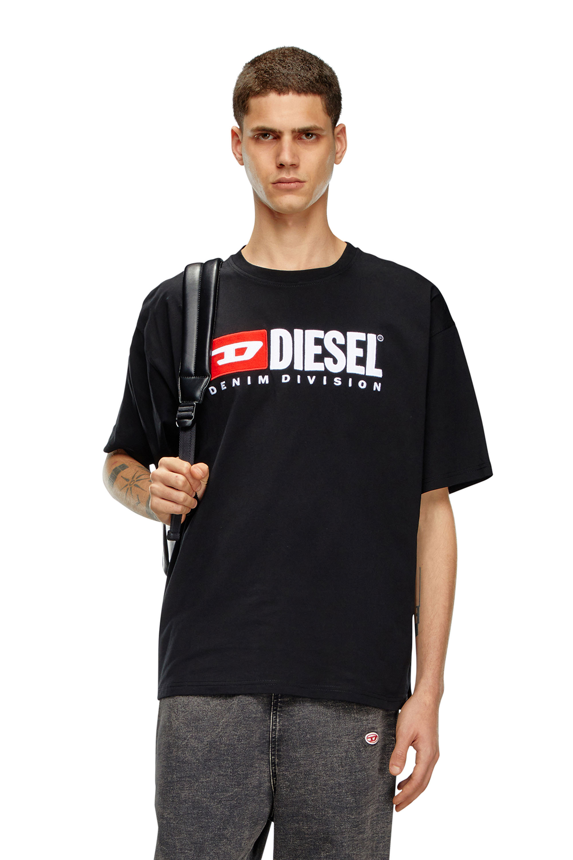 Diesel - T-BOXT-DIV, Herren T-Shirt mit Diesel-Logo-Patch in Schwarz - 1