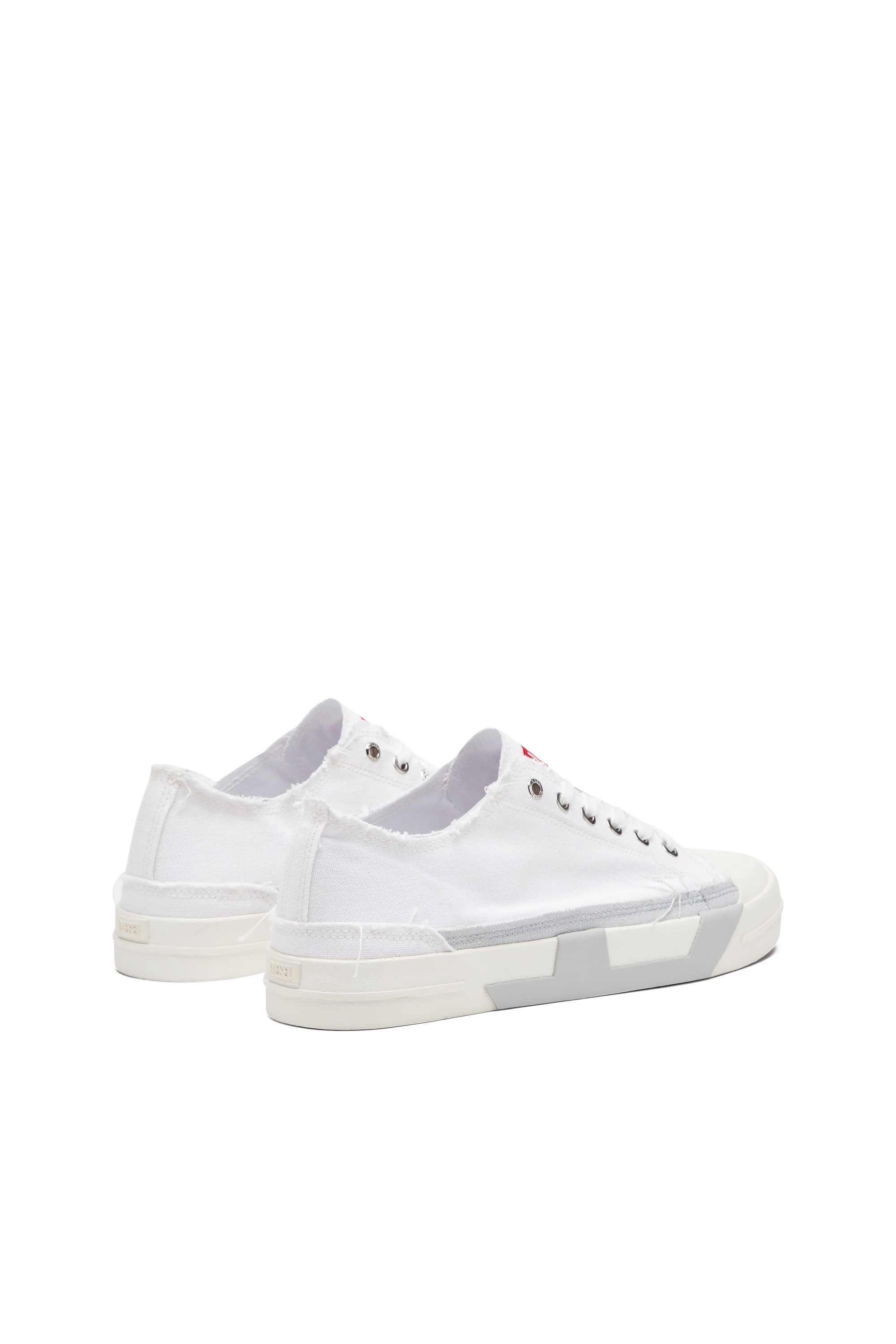 Diesel - S-D-VERSE LOW W, Damen S-D-Verse-Sneakers aus ausgefranstem Canvas in Weiss/Grau - 3