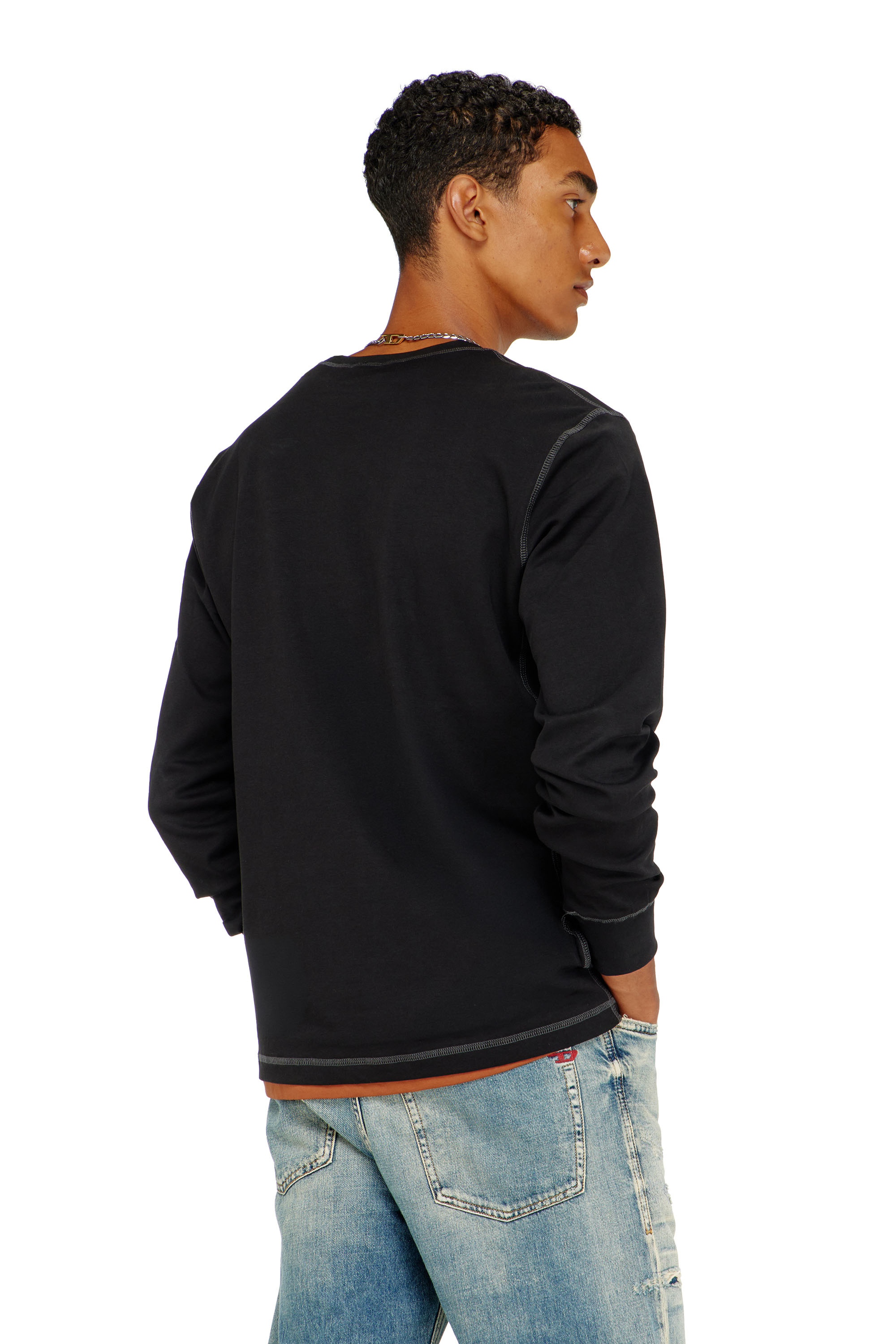 Diesel - T-MADJUST-LS-TR, Herren Baumwoll-Langarmshirt mit Oval D in Dunkelgrau - 4