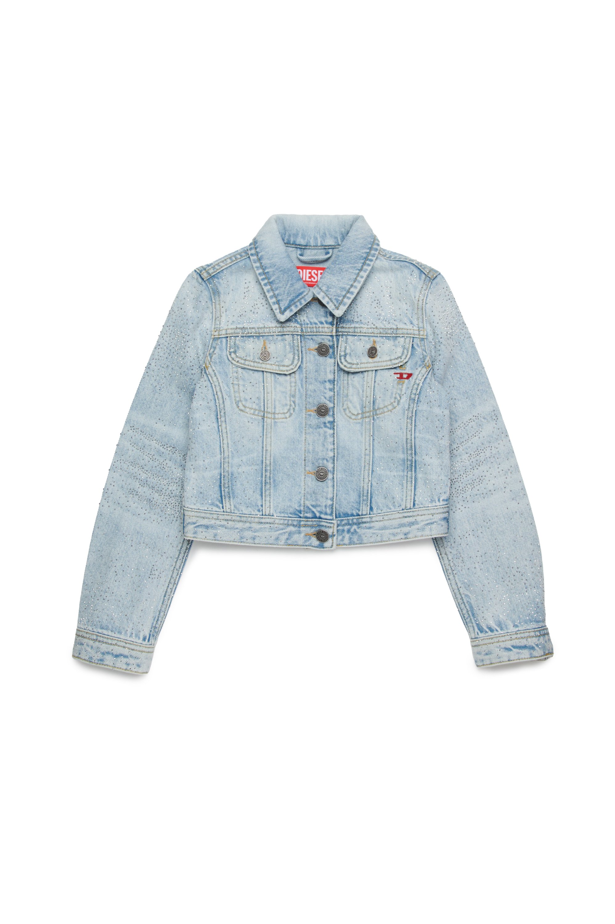 Diesel - JSLIMMY-J, Damen Truckerjacke aus Denim mit Mikrosteinen in Hellblau - 1