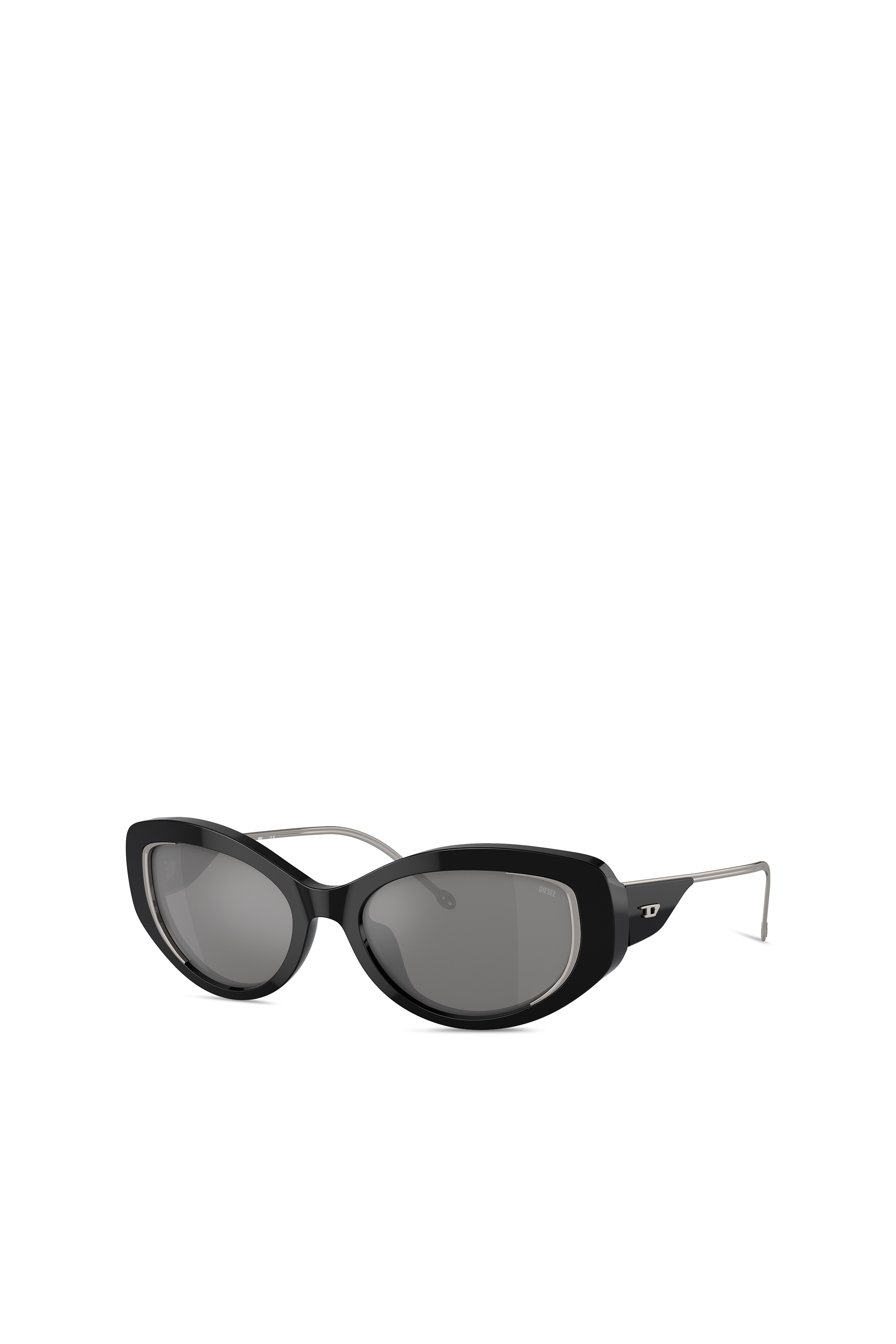 Diesel - 0DL2001 SIZE 54, Unisex Softer Katzenaugen-Style Brille in Schwarz/Flash mirror - 5
