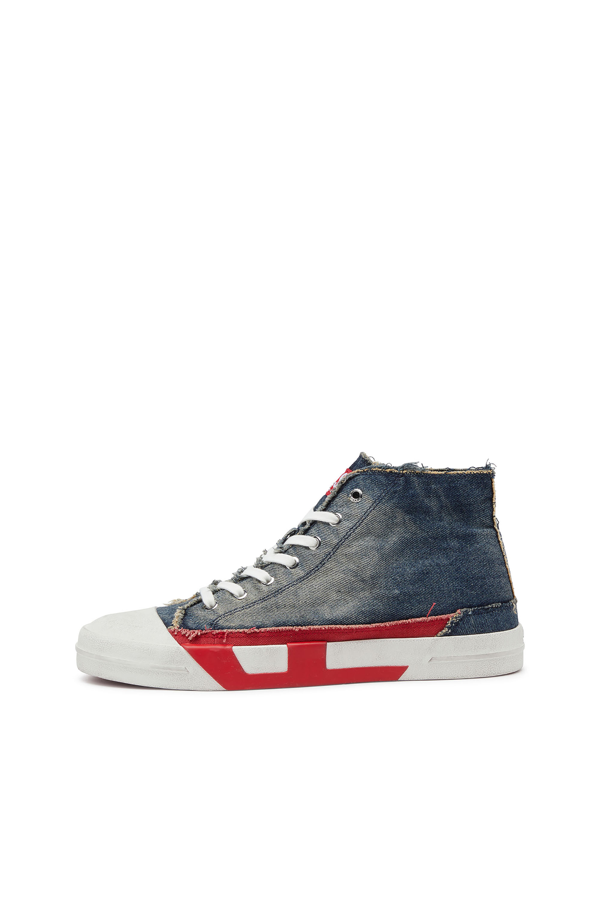Diesel - S-D-VERSE MID II, Herren D-Verse-High-Top-Sneaker aus Denim mit D-Logo in Blau/Rot - 2