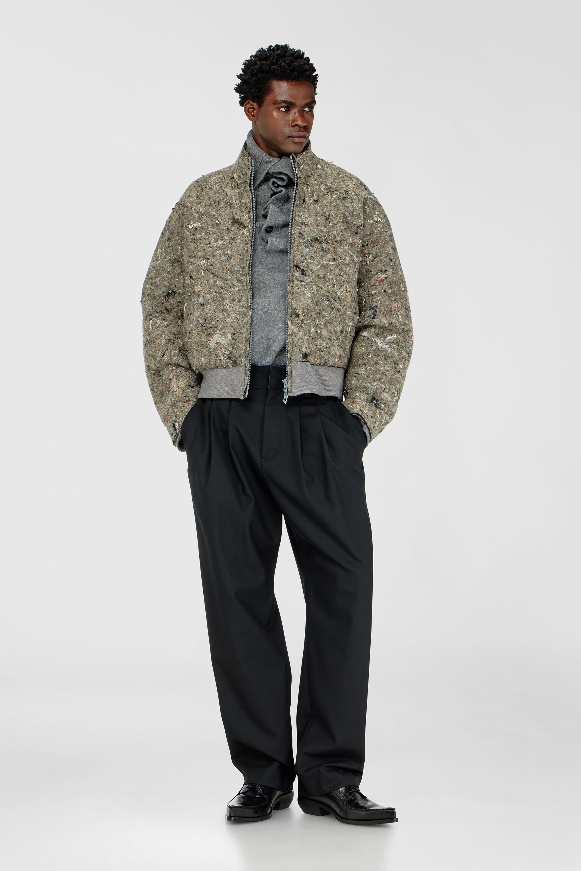 Tailored pants with denim detail