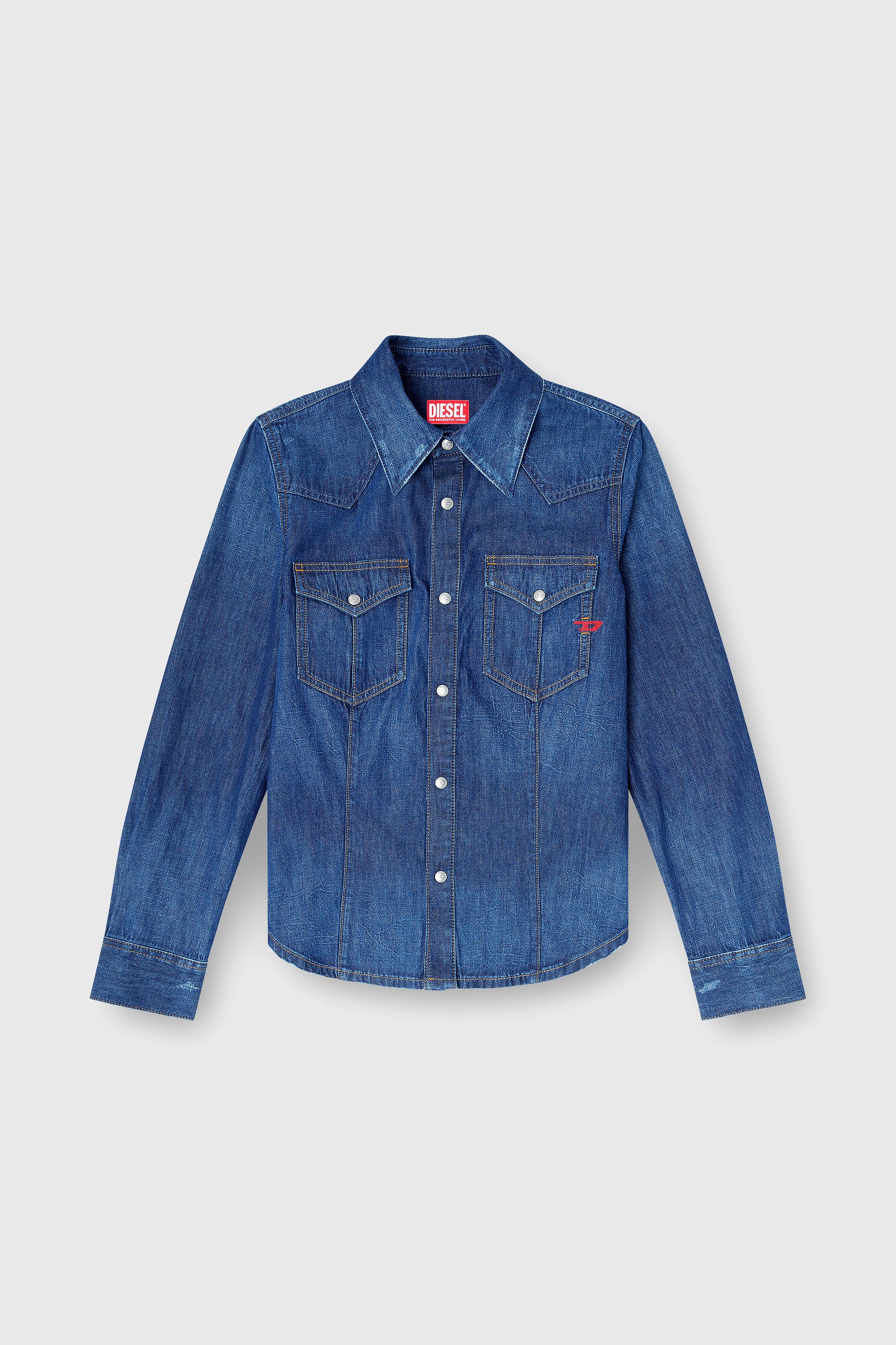 Diesel - DE-WAVES, Damen Westernhemd aus Clean-Wash-Denim in Blau - 2