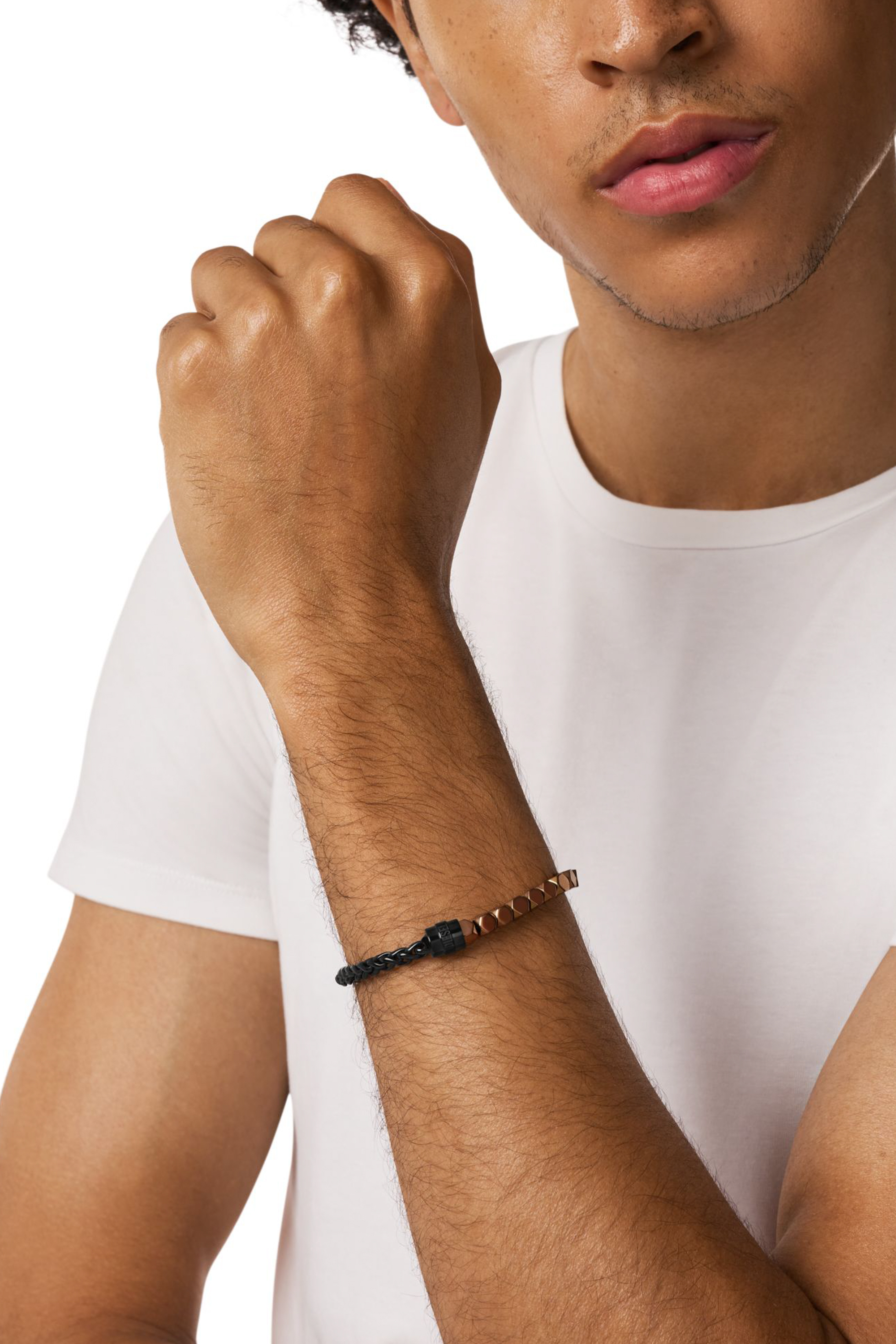 Diesel - DX1648931 JEWELLERY, Unisex Armband mit Perlen aus Edelstahl und Hämatit in Schwarz/Bronze - 3