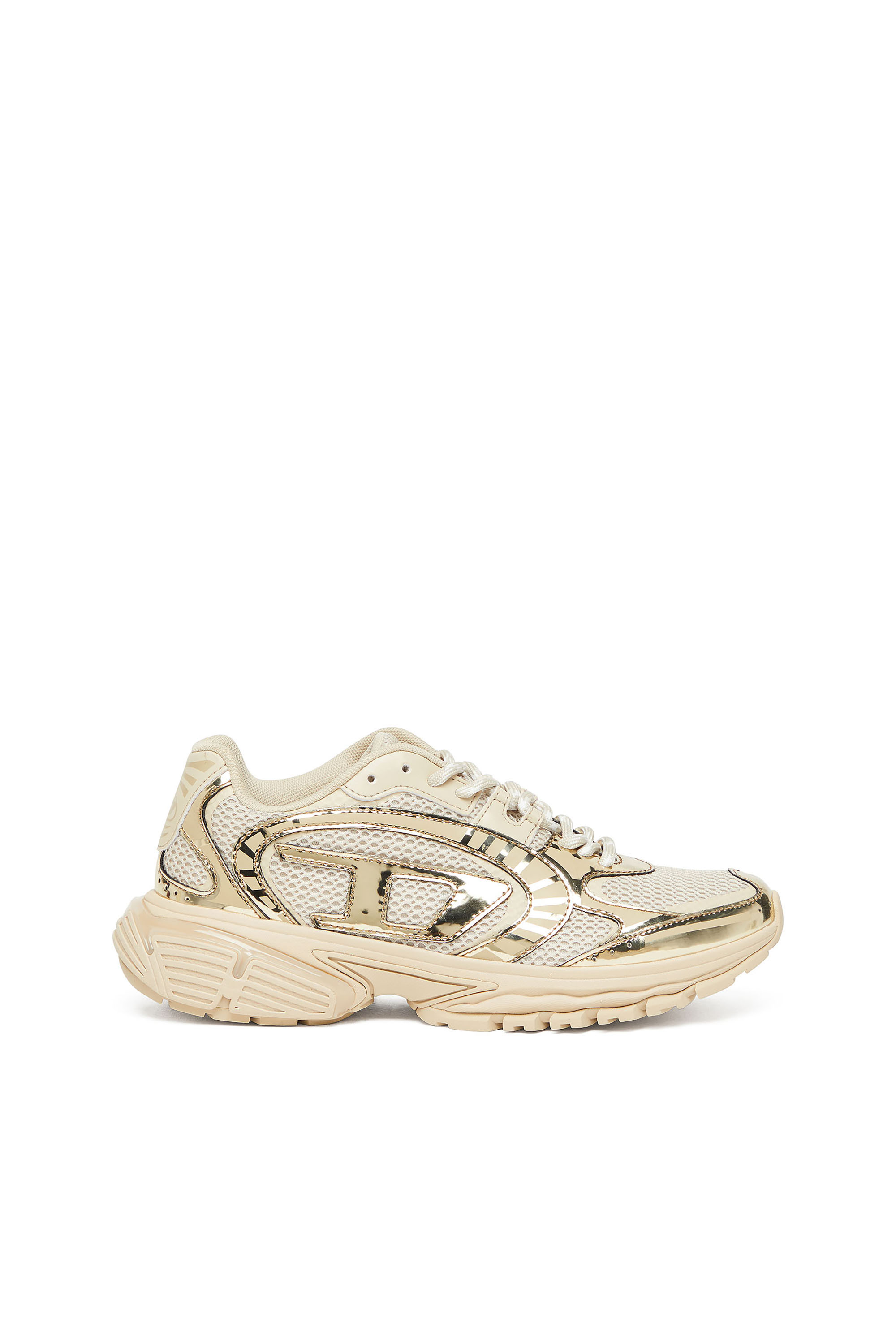 Diesel - S-PRO-V-DENSE LOW W, Damen S-Pro-V-Dense-Sneakers aus Metallic-Mesh mit Oval D-Logo in Beige - 1