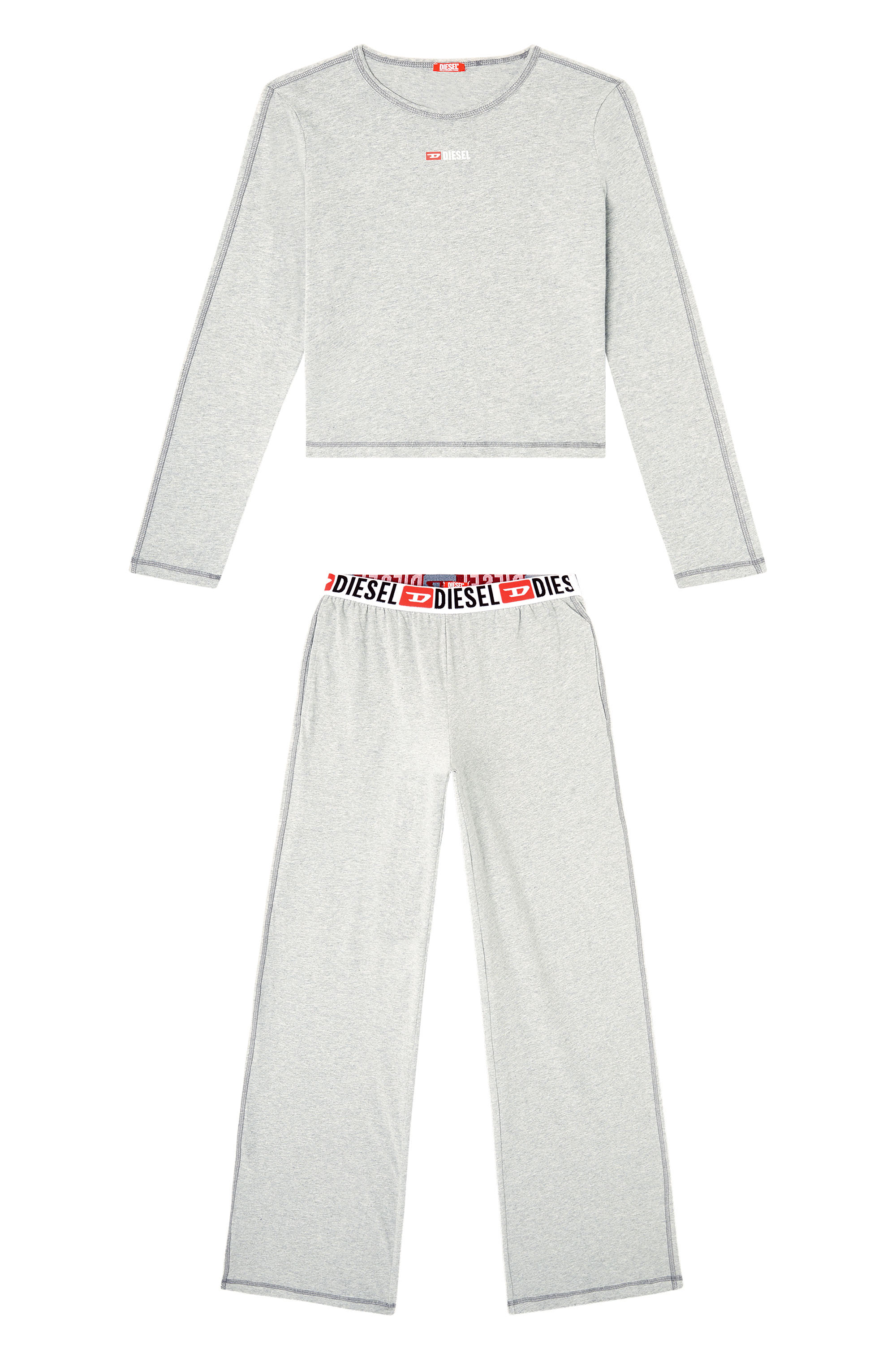 Diesel - SET-GILDA-D-CORE, Damen Pyjamas aus Stretch-Baumwolle in Hellgrau - 2