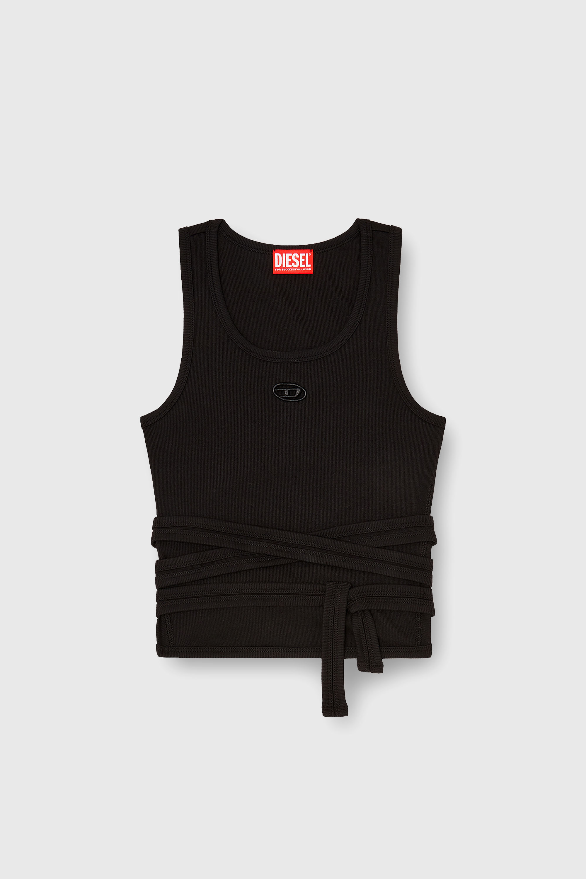 Diesel - T-ANKY-TAIL-S1, Damen Crop-Top mit Wickelschn&uuml;ren in Schwarz - 2