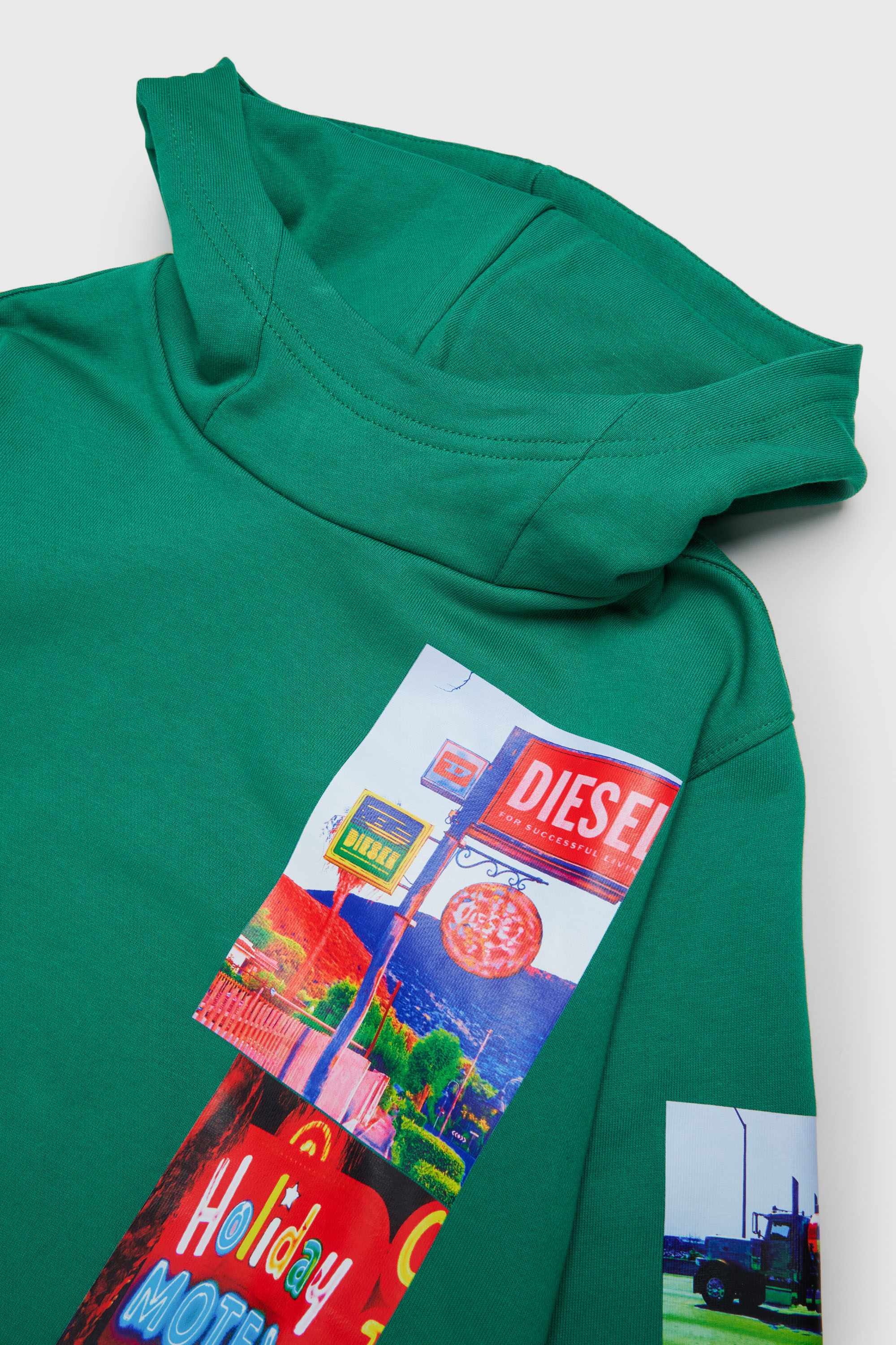 Diesel - SFORMY OVER, Herren Kapuzenpullover mit photo prints in Gr&uuml;n - 3